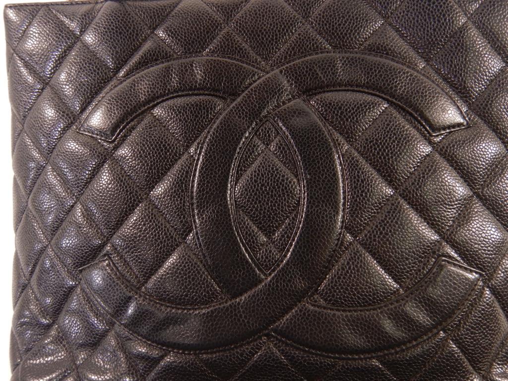 Chanel Black Caviar Medallion Tote Bag For Sale 5