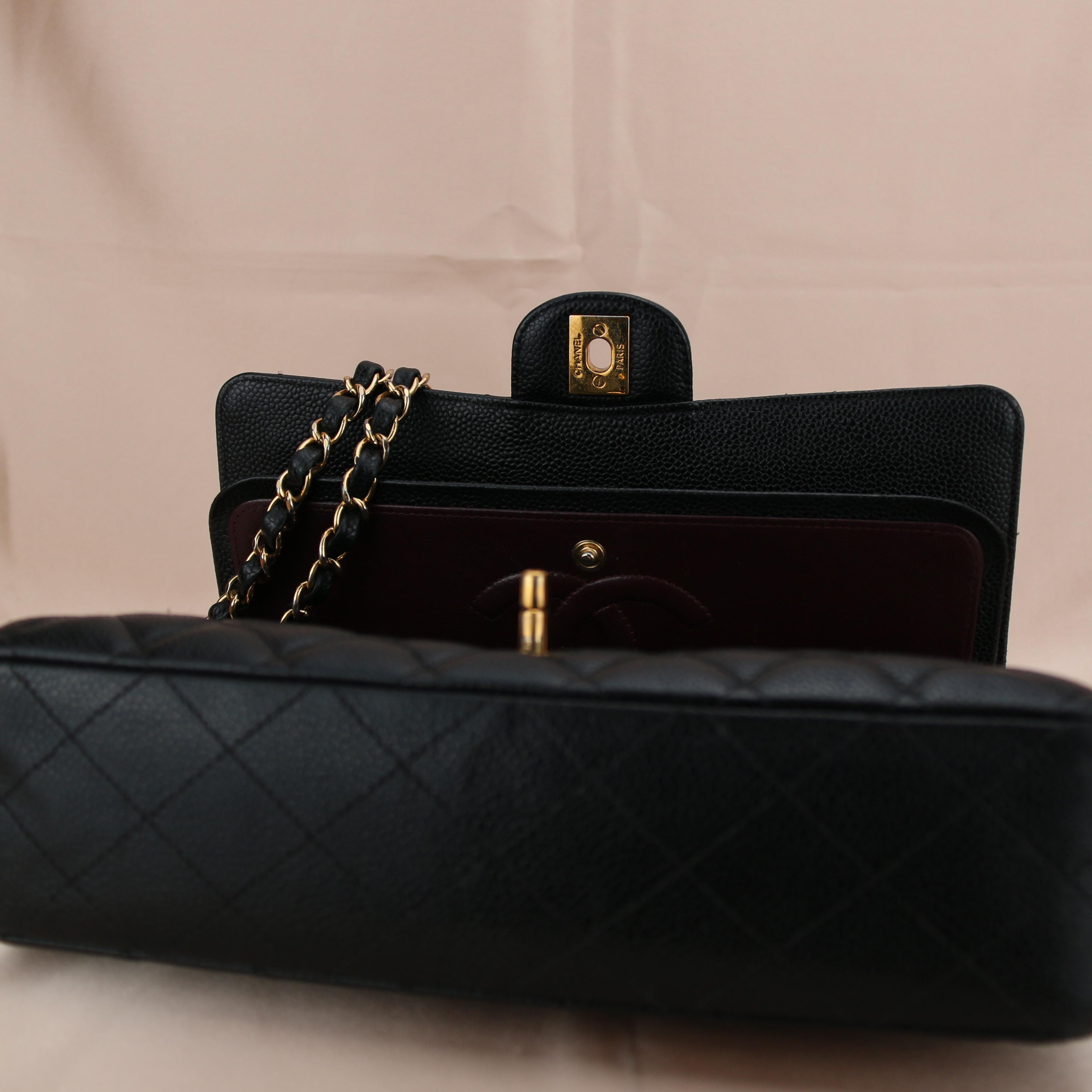 Chanel Black Caviar Medium Classic Double Flap Bag 4