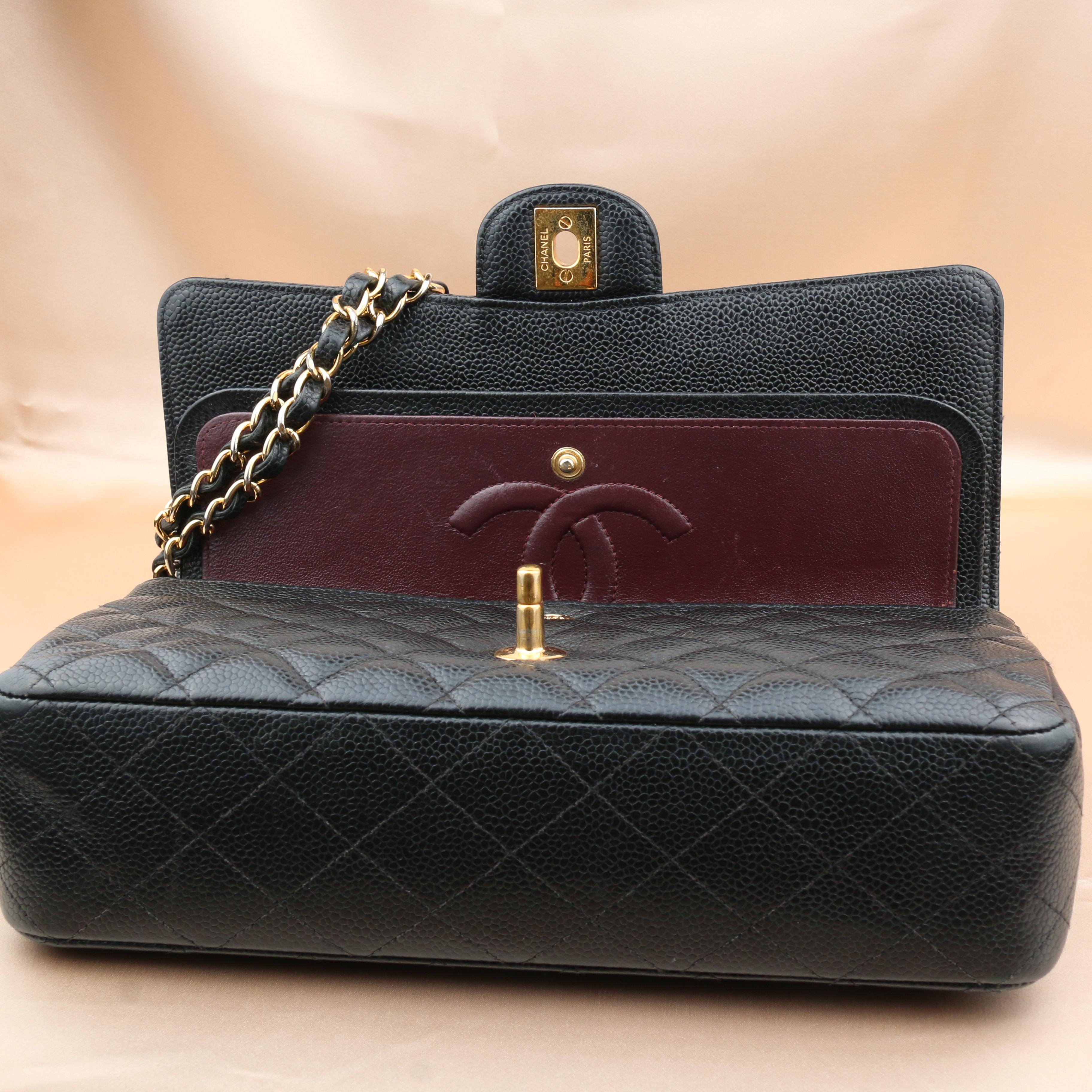 Chanel Black Caviar Medium Classic Double Flap Bag 7