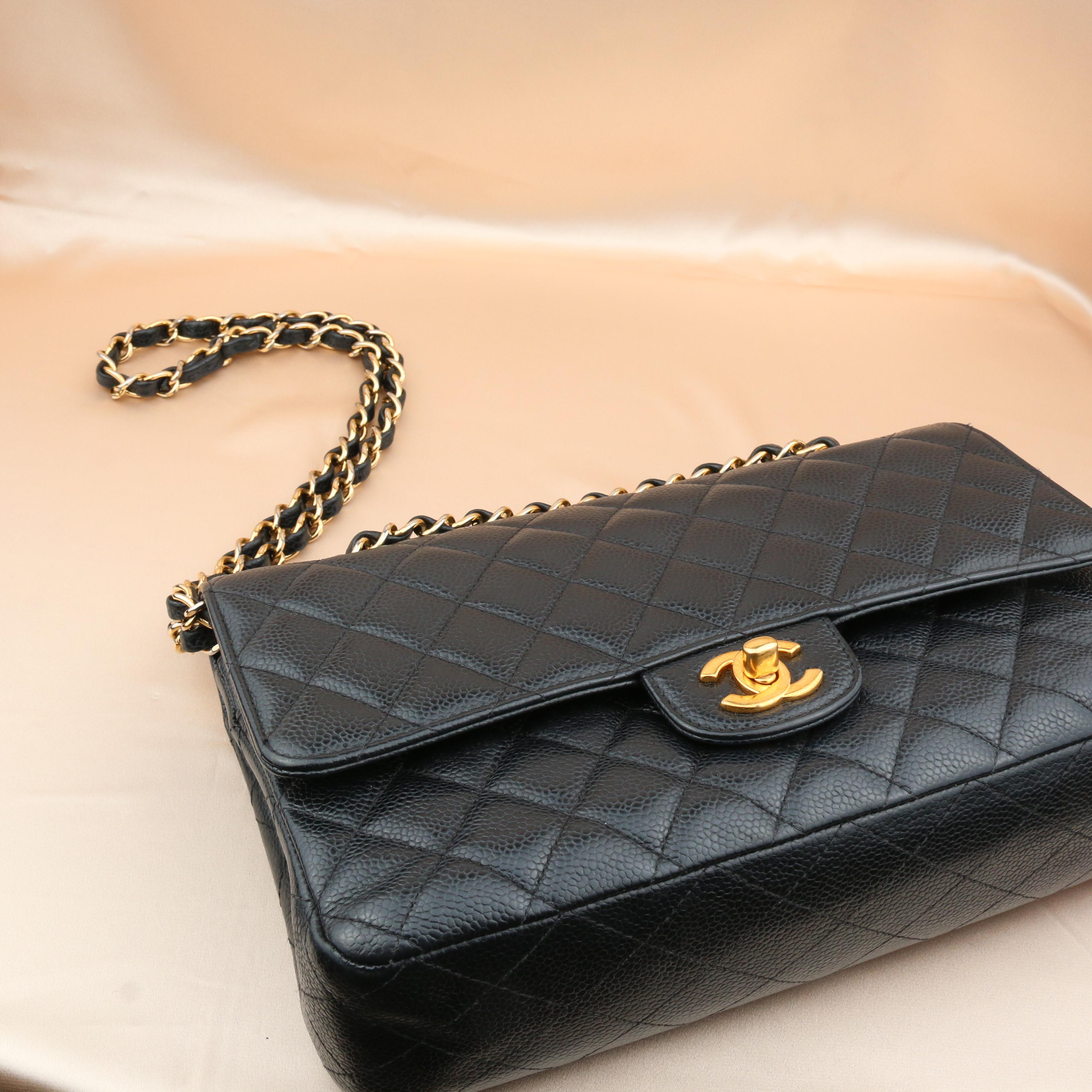 Chanel Black Caviar Medium Classic Double Flap Bag 11