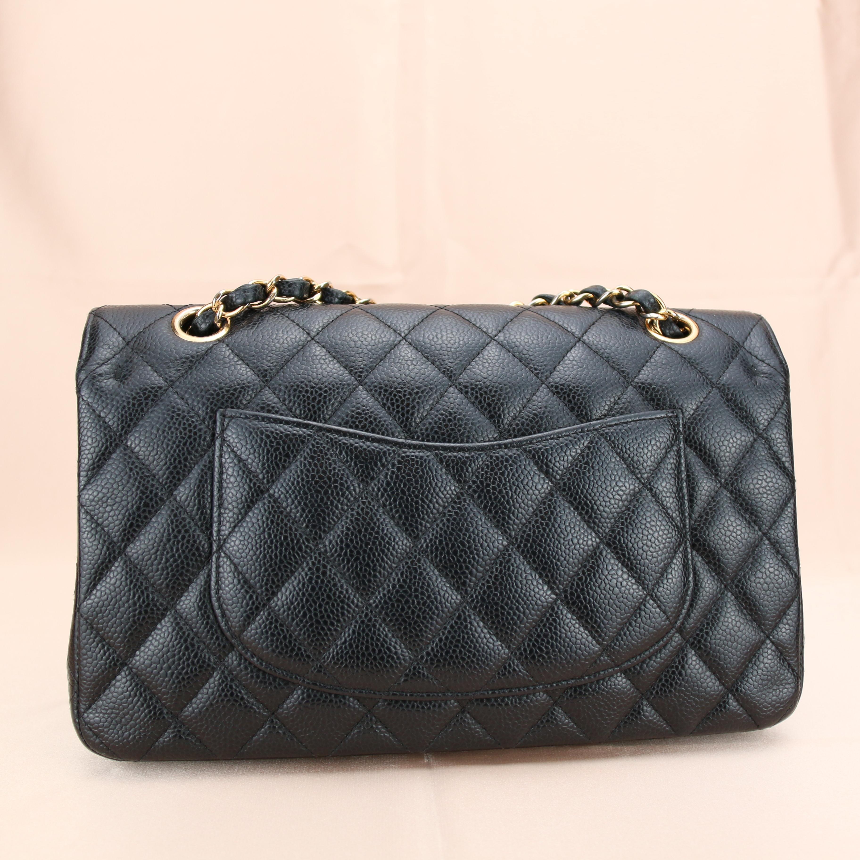 Chanel Black Caviar Medium Classic Double Flap Bag In Excellent Condition In Banbury, GB