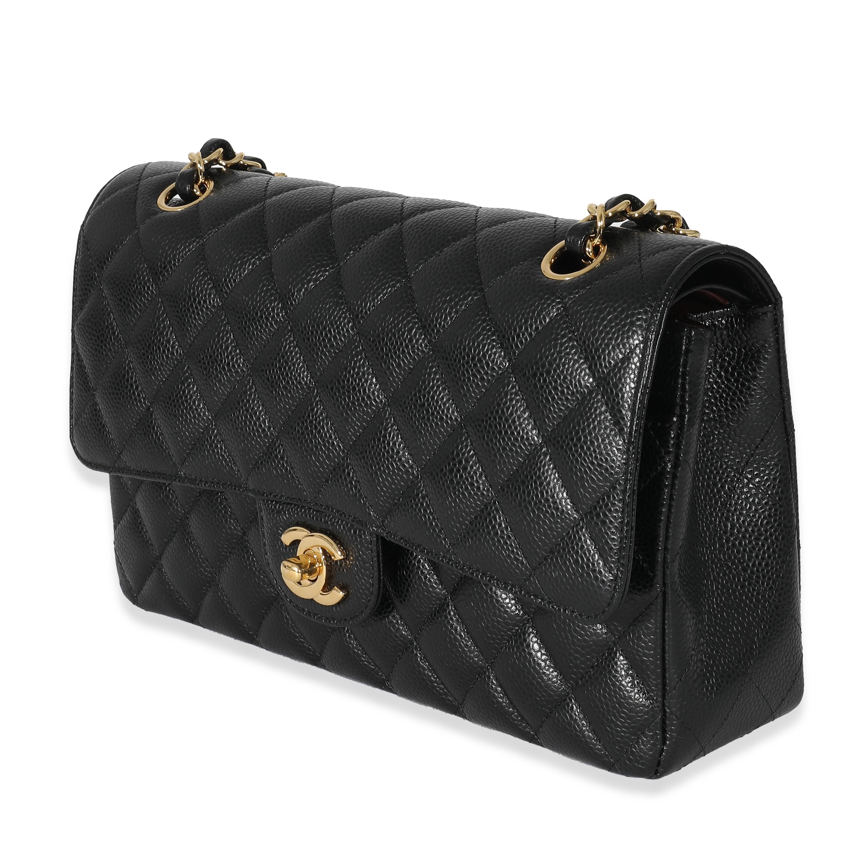 Women's Chanel Black Caviar Medium Classic Double Flap Bag For Sale