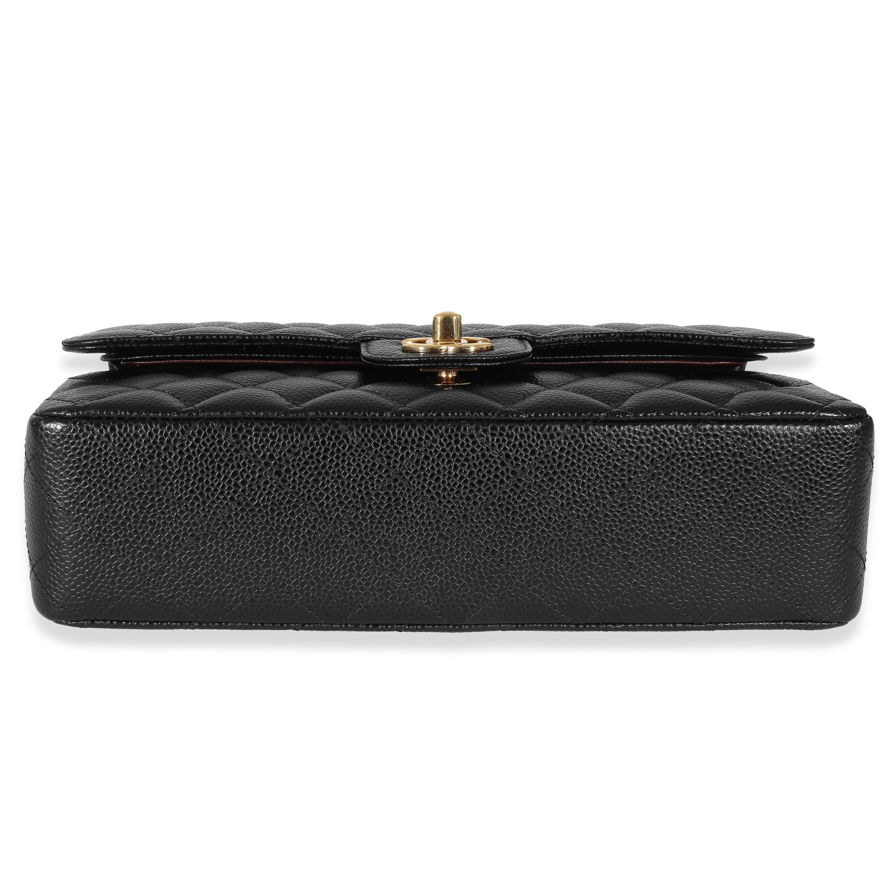 Chanel Black Caviar Medium Classic Double Flap Bag For Sale 4