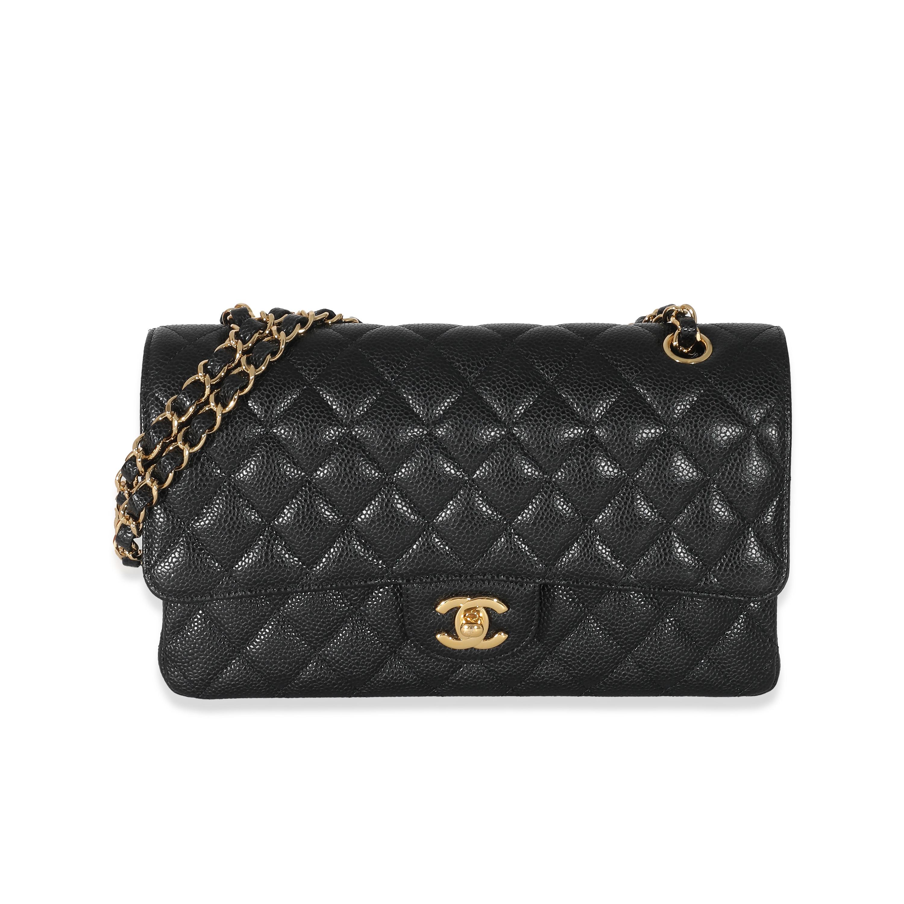 Chanel Black Caviar Medium Classic Double Flap Bag For Sale