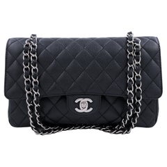 Chanel Black Caviar Medium Classic Double Flap Bag SHW  64800