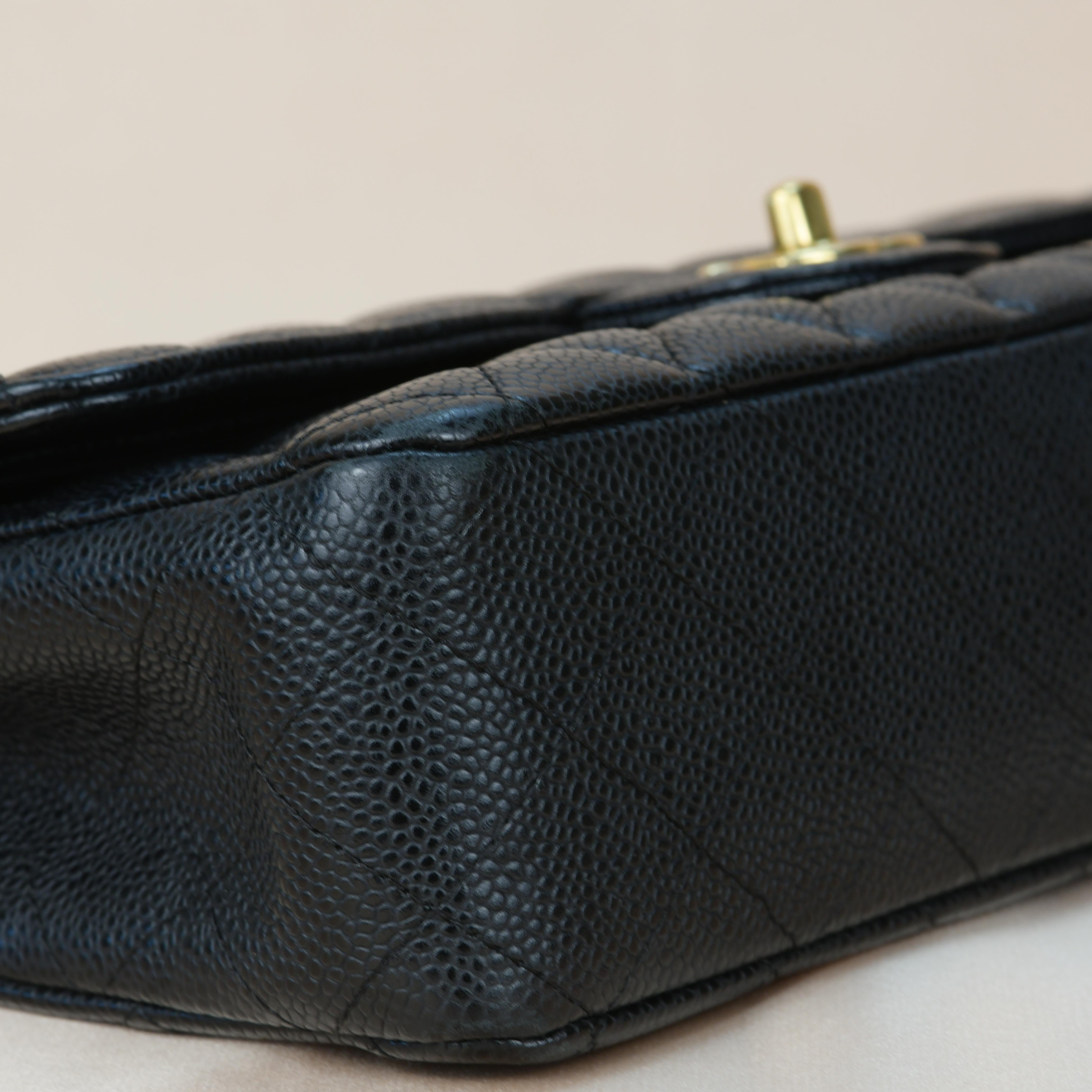 Chanel Black Caviar Medium Classic Double Flap Bag With Dustbag 7