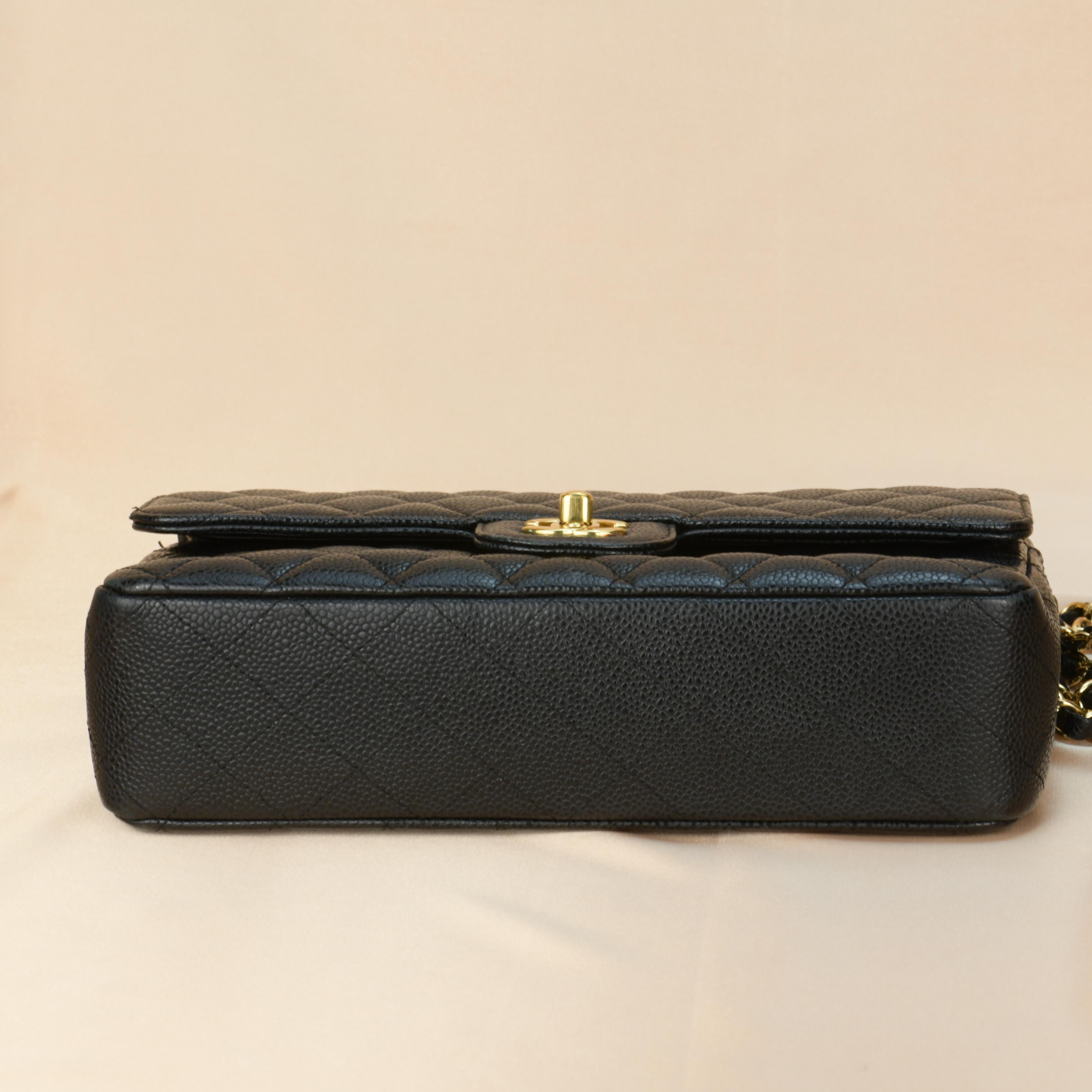 Chanel Black Caviar Medium Classic Double Flap Bag With Dustbag 8
