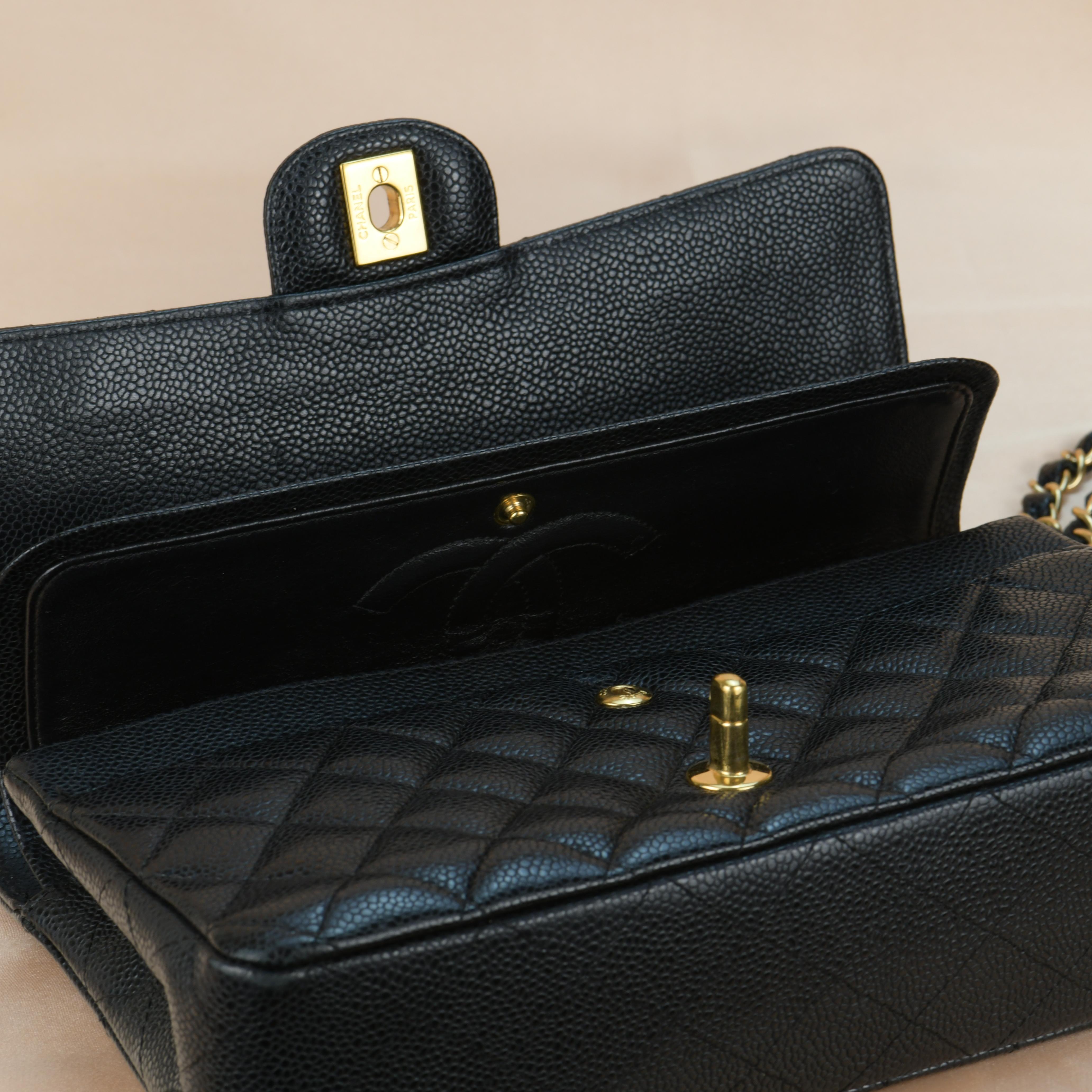 Chanel Black Caviar Medium Classic Double Flap Bag With Dustbag 10