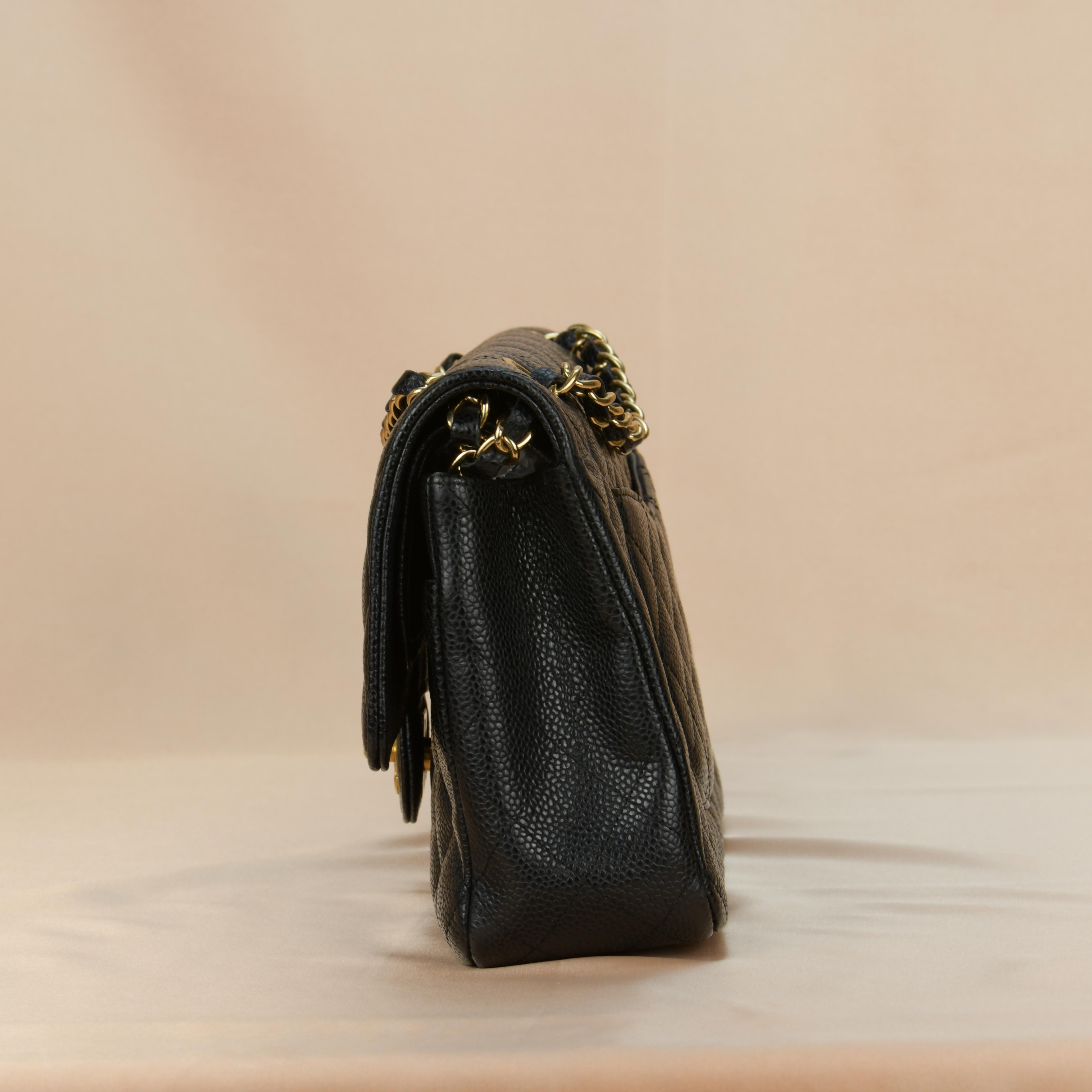 Women's Chanel Black Caviar Medium Classic Double Flap Bag With Dustbag