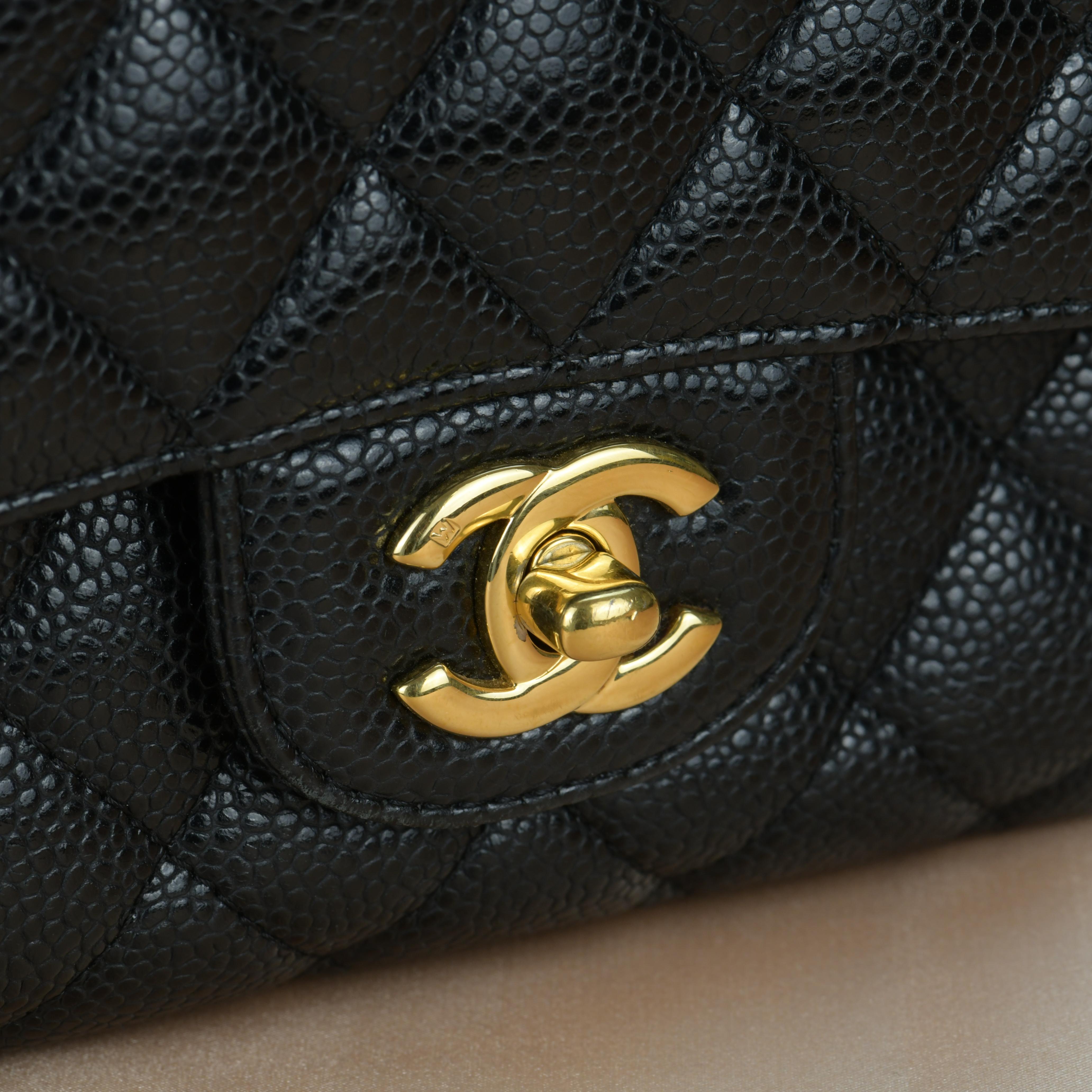 Chanel Black Caviar Medium Classic Double Flap Bag With Dustbag 2