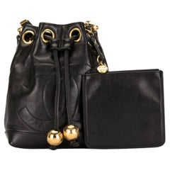 Chanel Mini CC Caviale Nero con coulisse e hardware dorato