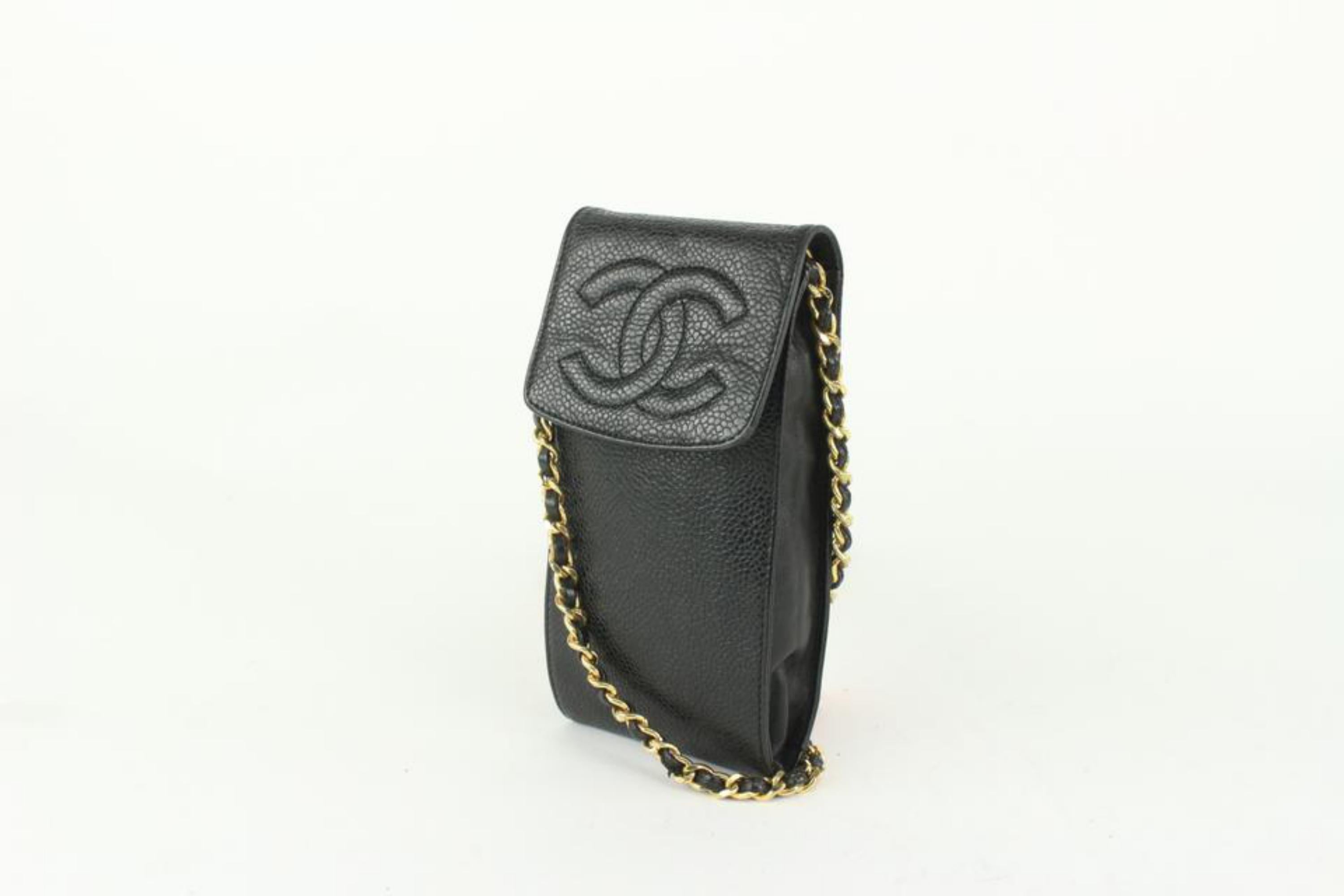 Chanel Black Caviar Mobile Case Wallet on Chain 108c16 For Sale 6