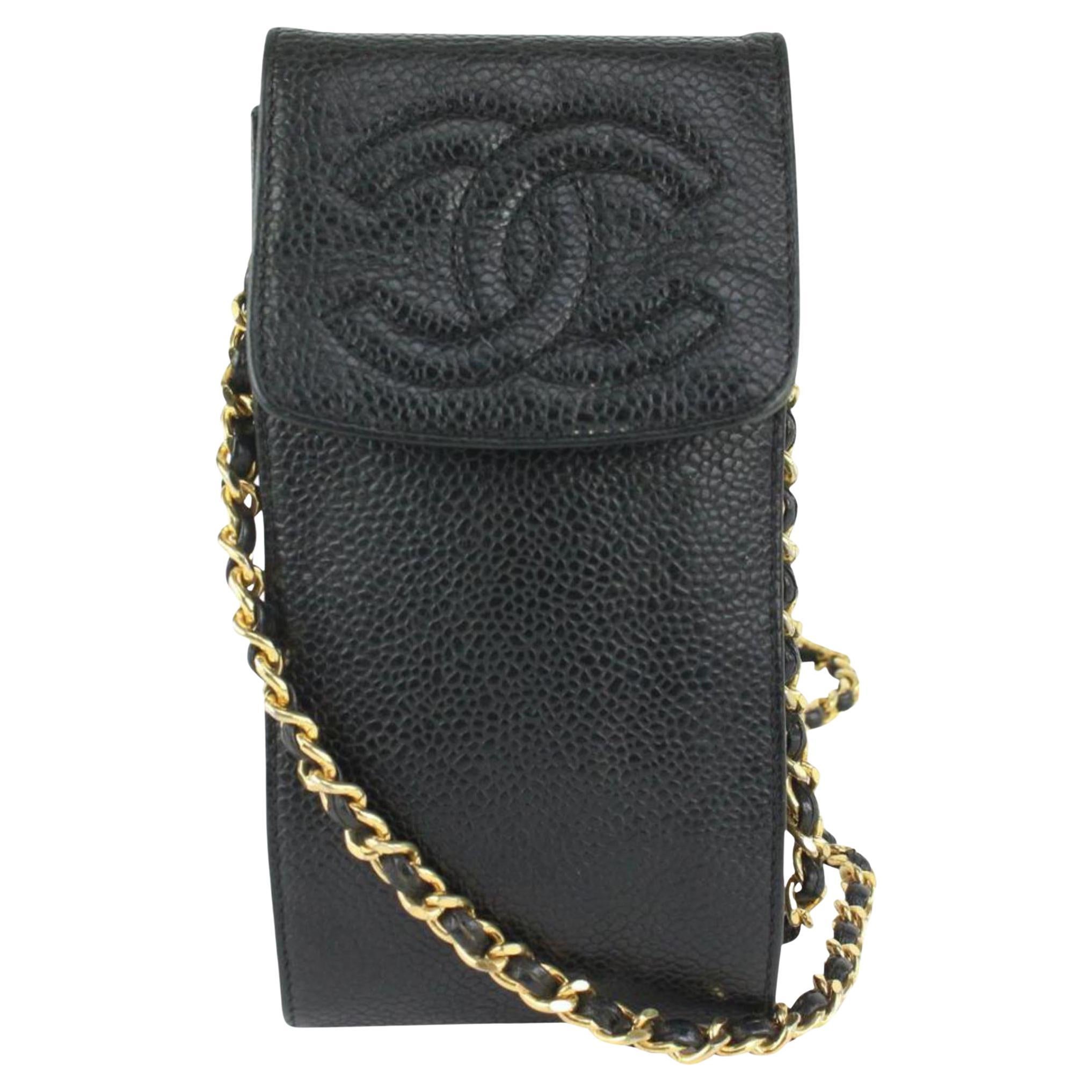 Chanel Black Caviar Mobile Case Wallet on Chain 108c16 For Sale