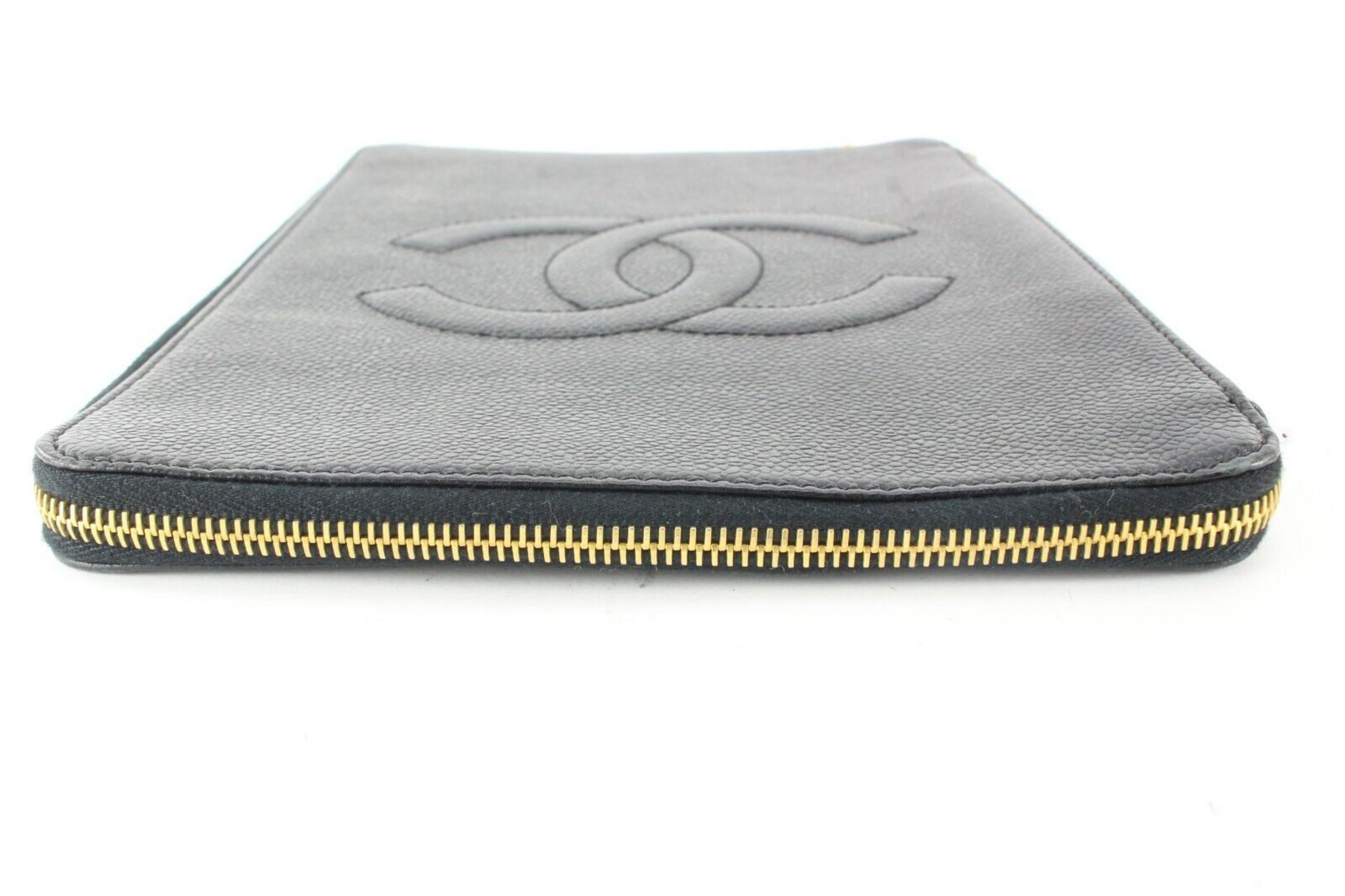 Chanel Black Caviar Organizer Zip Pouch O-Case Wallet 1C0501 For Sale 3
