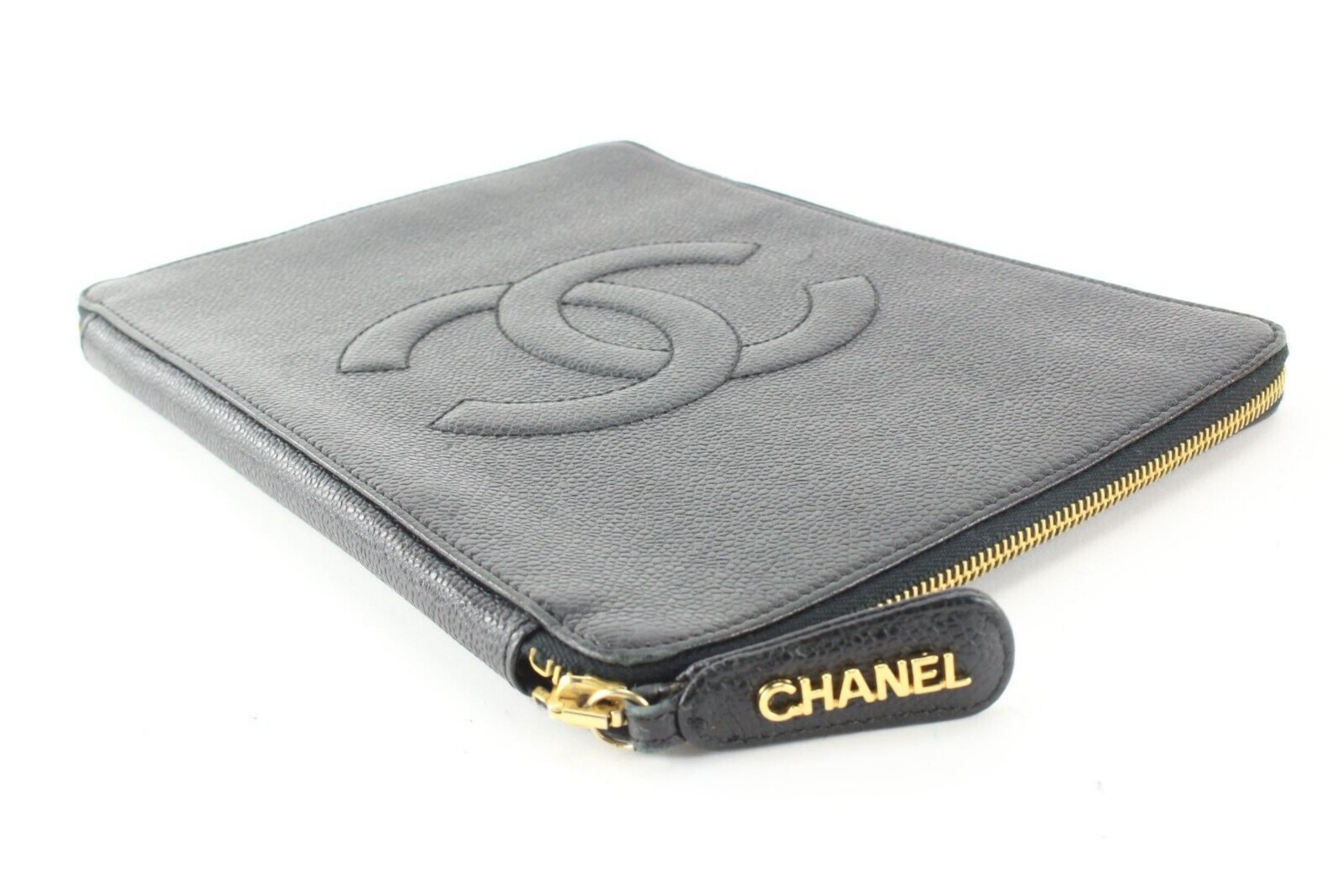 Chanel Black Caviar Organizer Zip Pouch O-Case Wallet 1C0501 For Sale 5