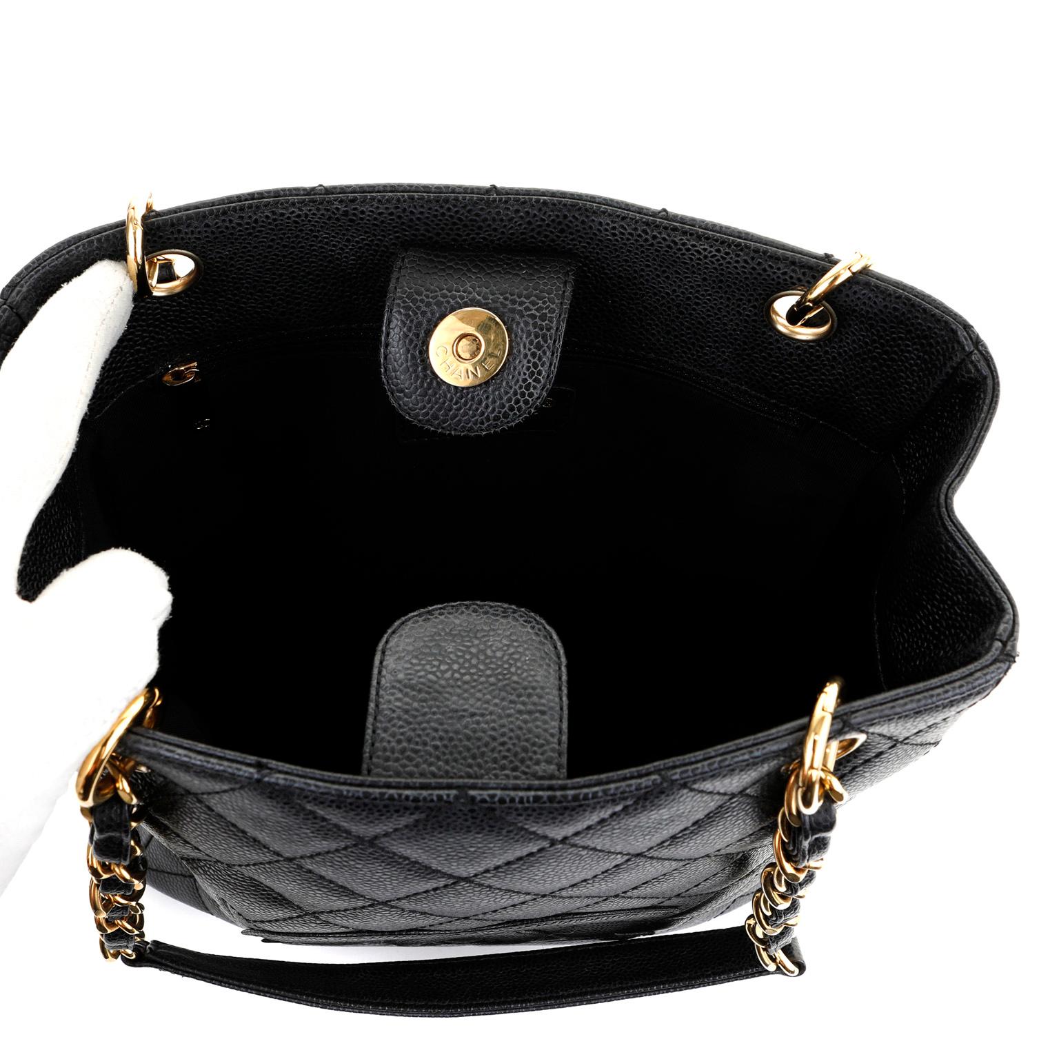 Chanel Black Caviar Petit Shopping Tote  For Sale 1