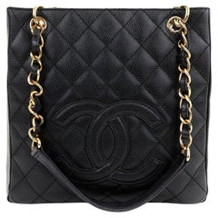 Chanel Black Caviar Petit Shopping Tote 