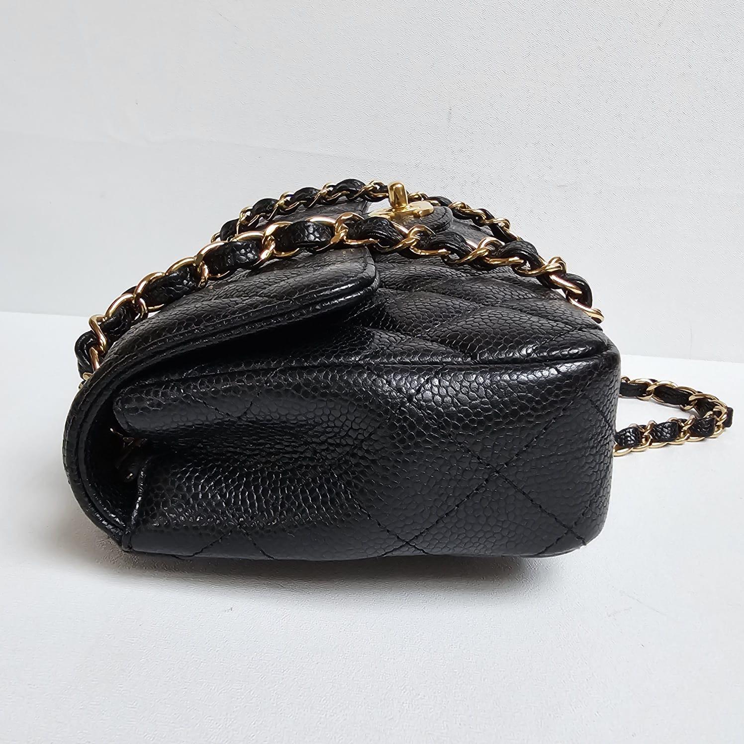 Chanel Black Caviar Quilted East West Flap Shoulder Bag For Sale 9