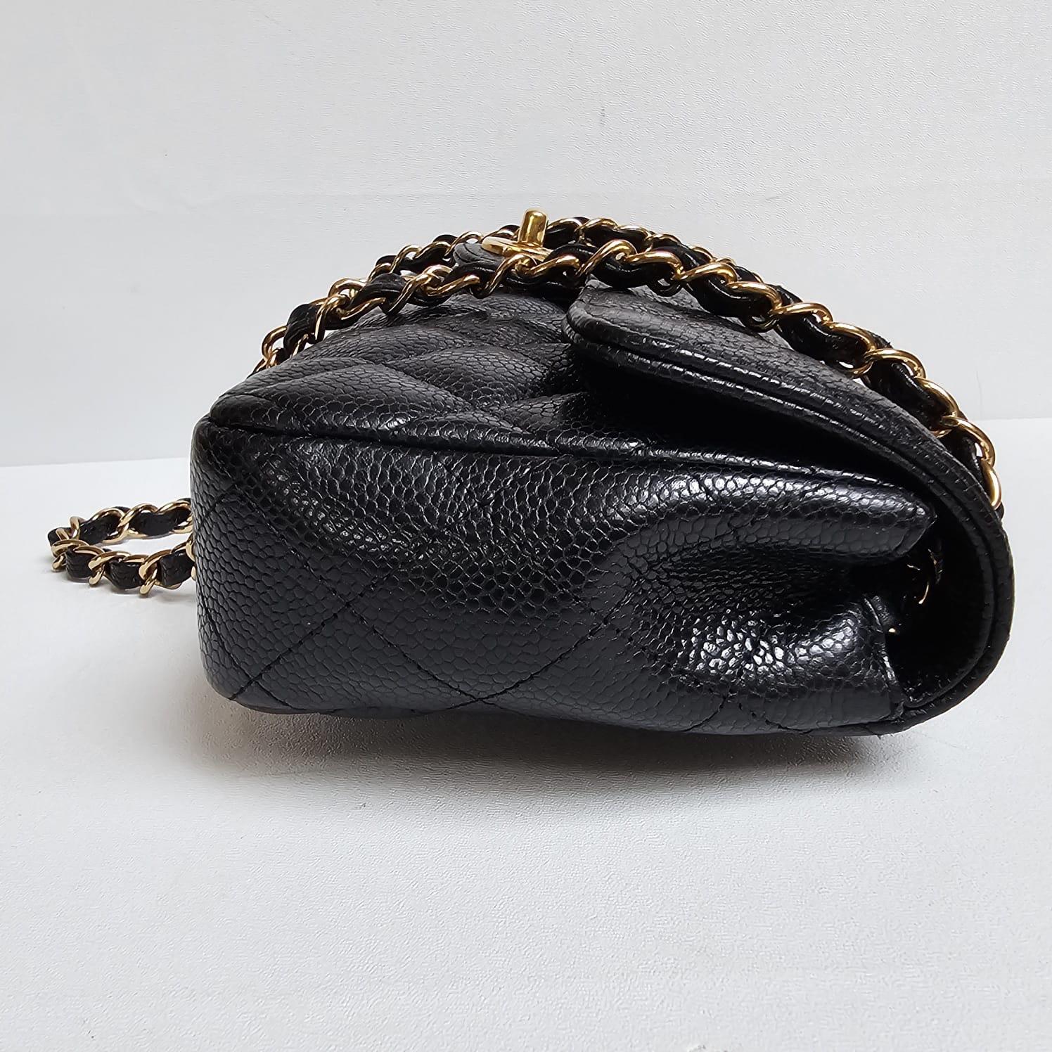 Chanel Black Caviar Quilted East West Flap Shoulder Bag For Sale 11