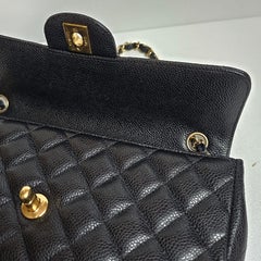 Chanel Black Caviar Quilted East West Flap Shoulder Bag