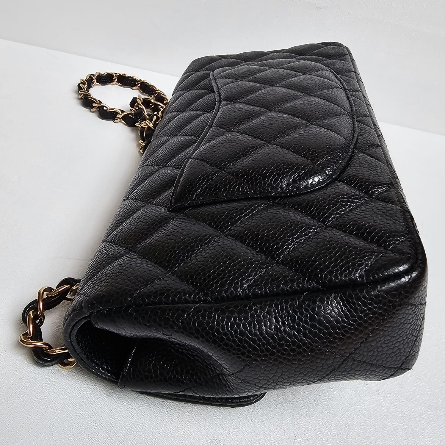 Chanel Black Caviar Quilted East West Flap Shoulder Bag For Sale 5