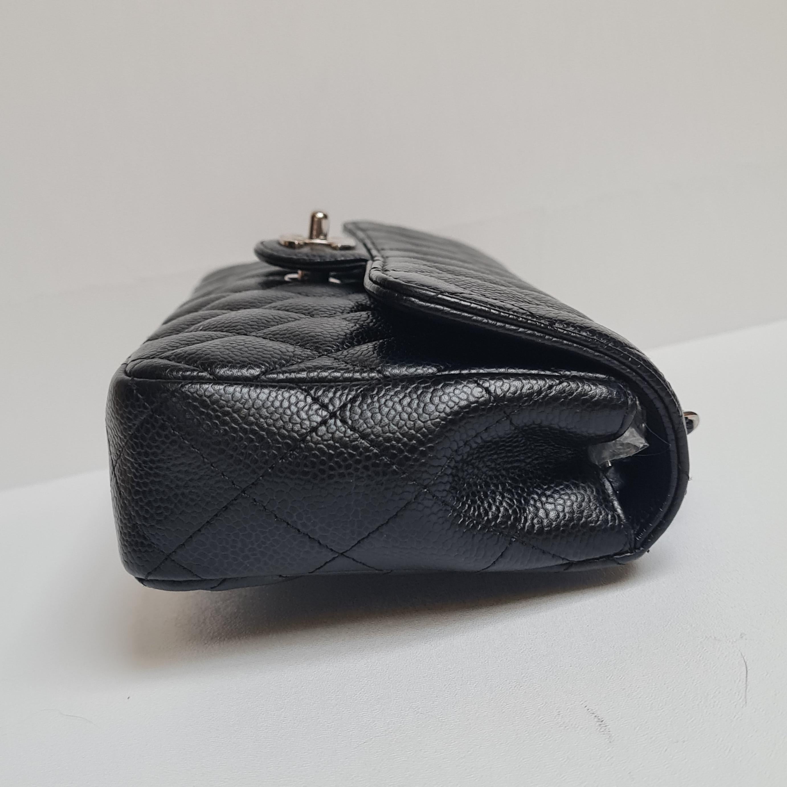 Chanel Black Caviar Quilted East West SHW Flap Bag 3