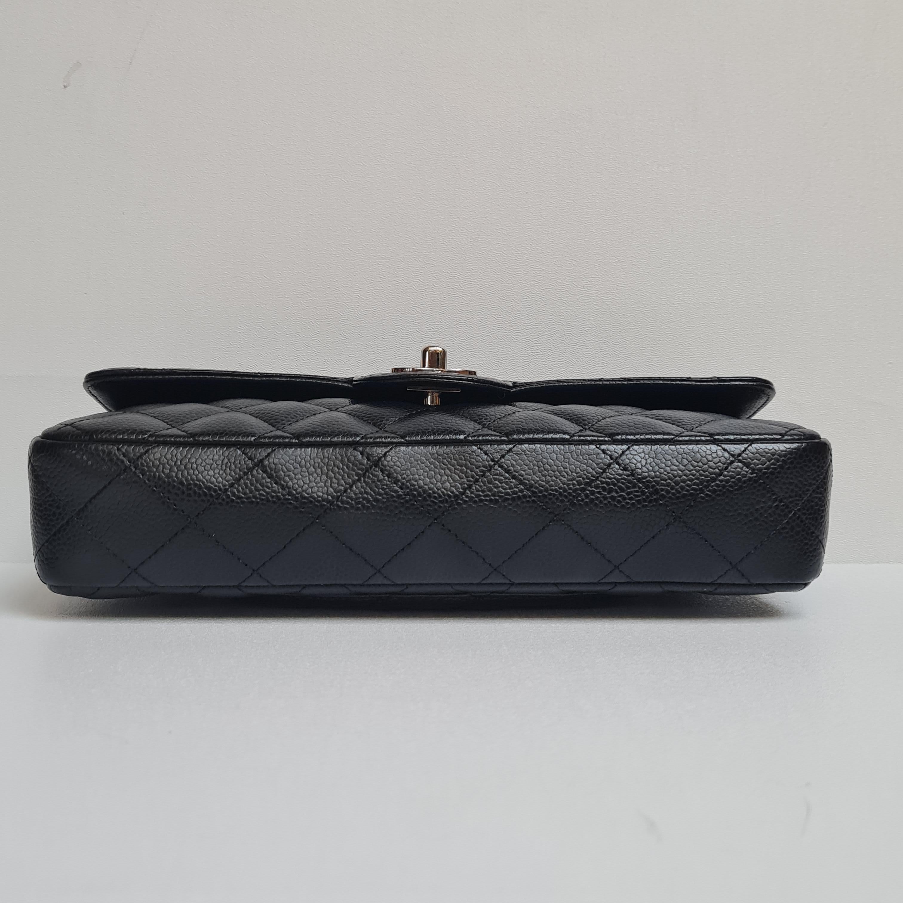 Chanel Black Caviar Quilted East West SHW Flap Bag 4