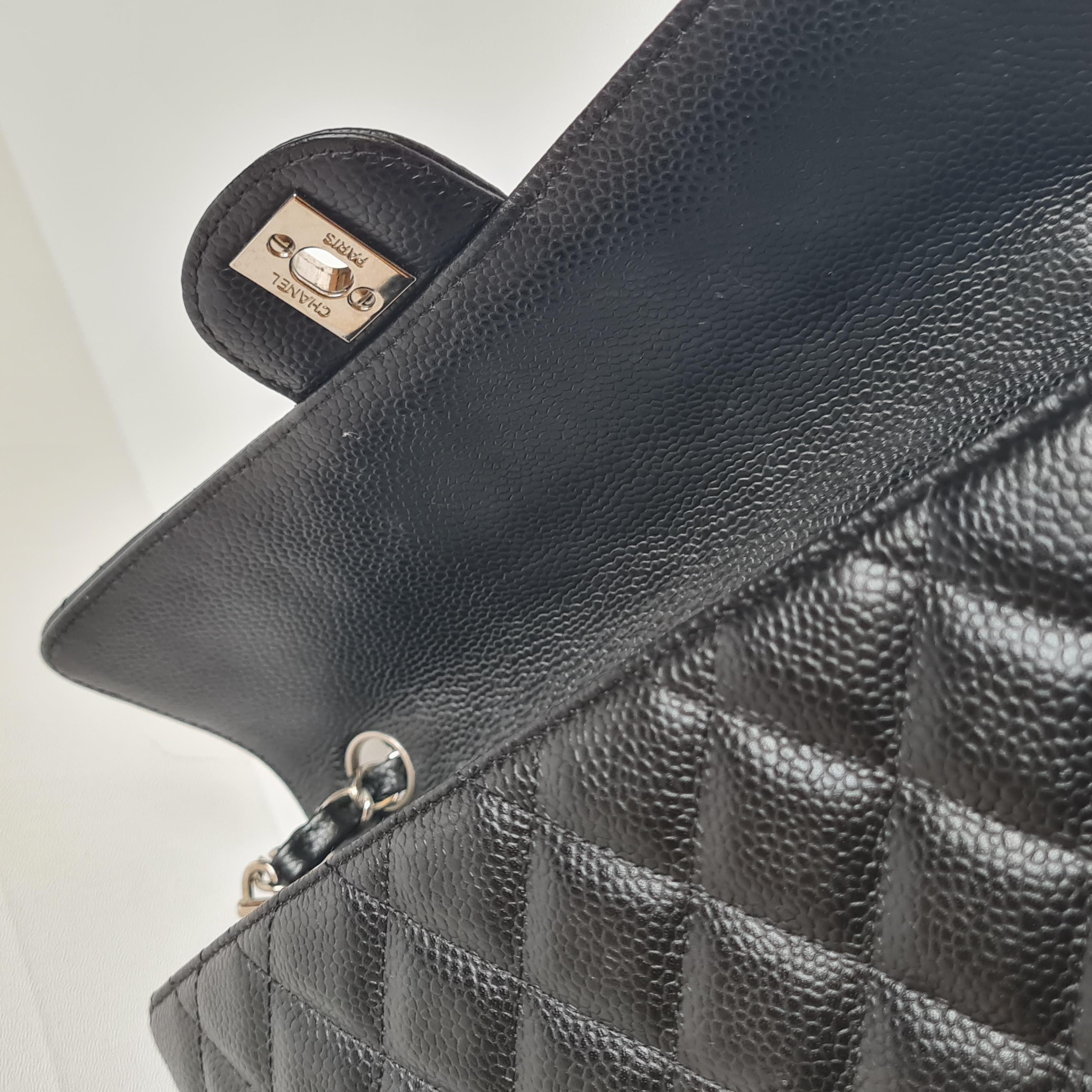 Chanel Black Caviar Quilted East West SHW Flap Bag 12