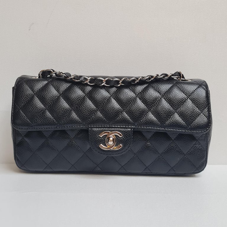Chanel Black Caviar Quilted East West SHW Flap Bag at 1stDibs  chanel east  west flap bag caviar, east west chanel bag, chanel caviar east west flap