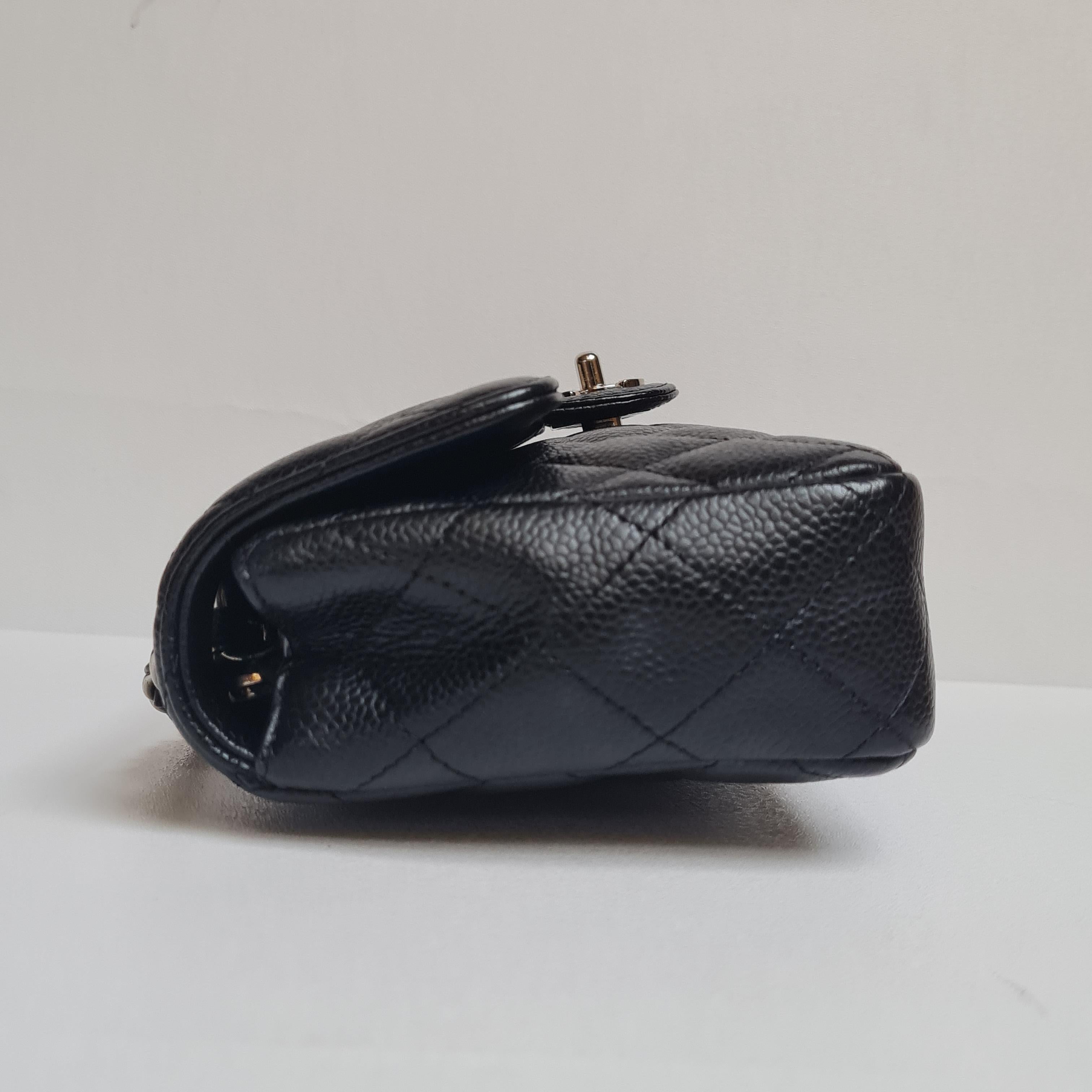 Chanel Black Caviar Quilted East West SHW Flap Bag 2