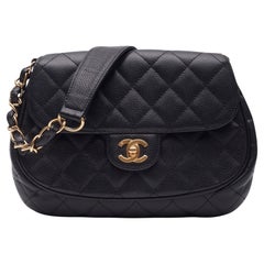 Chanel Black Caviar Quilted Flap Shoulder Bag Small (Sac à bandoulière à rabat matelassé)