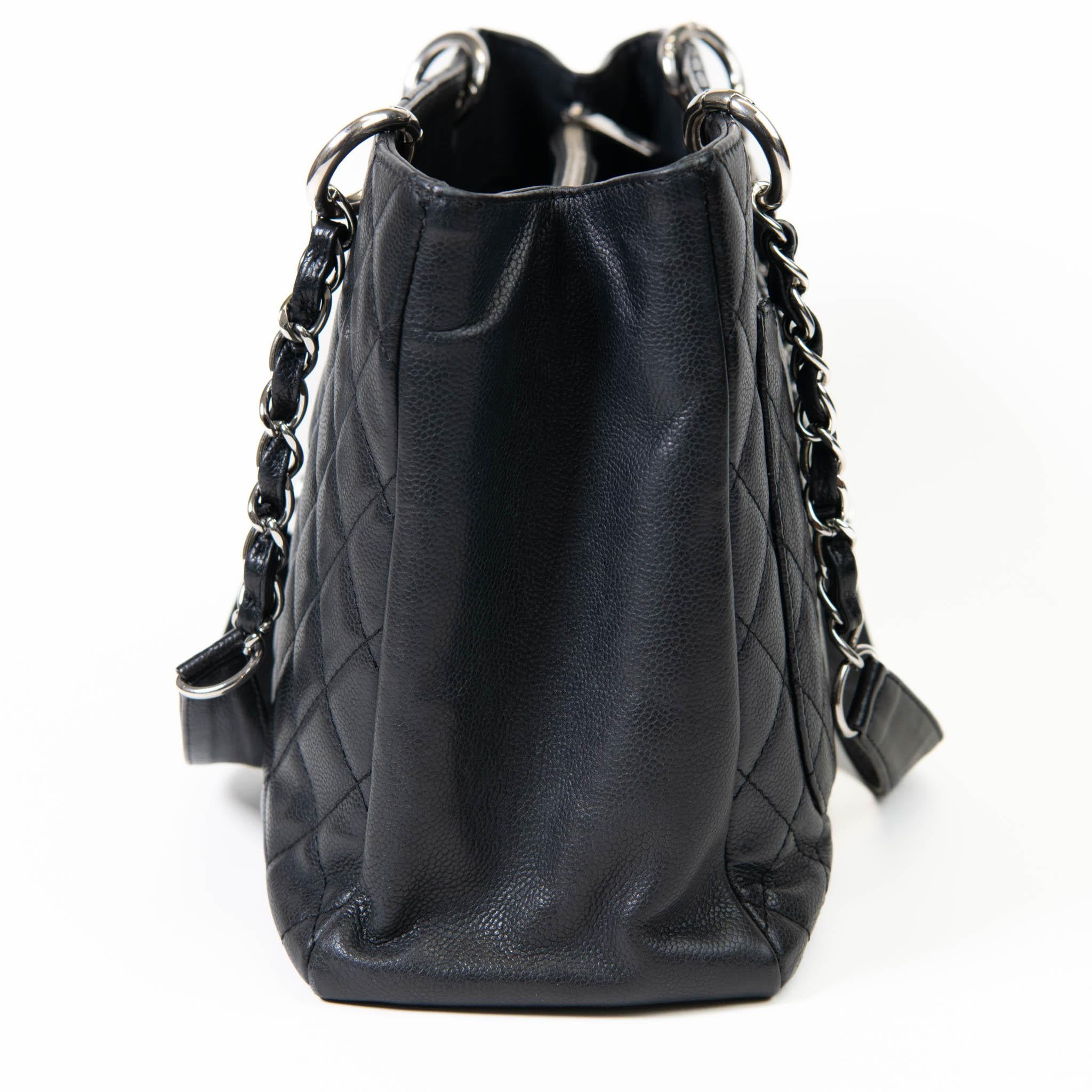Chanel  Black Caviar Quilted Grand Shopping Tote GST Silver Hardware 1