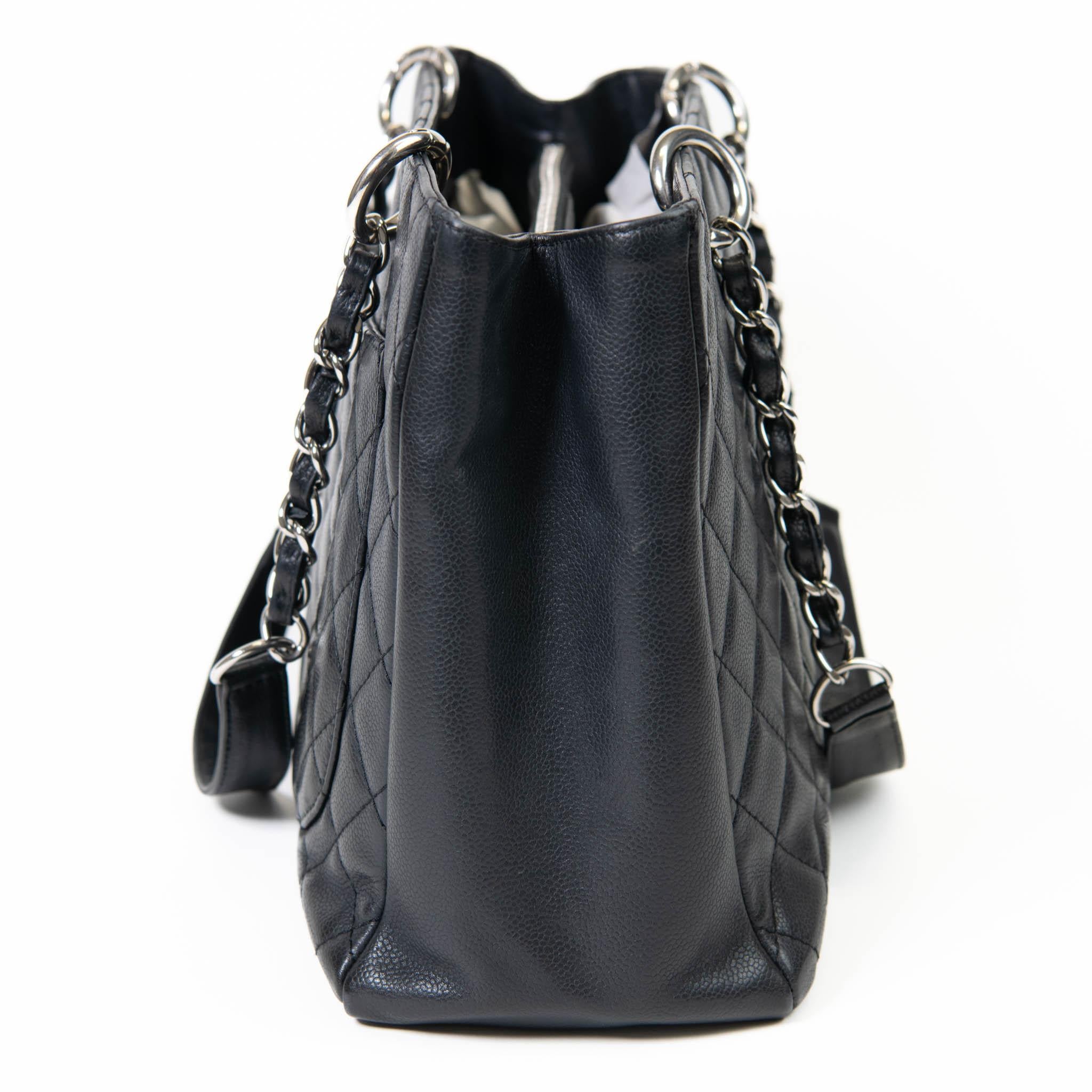 Chanel  Black Caviar Quilted Grand Shopping Tote GST Silver Hardware 2
