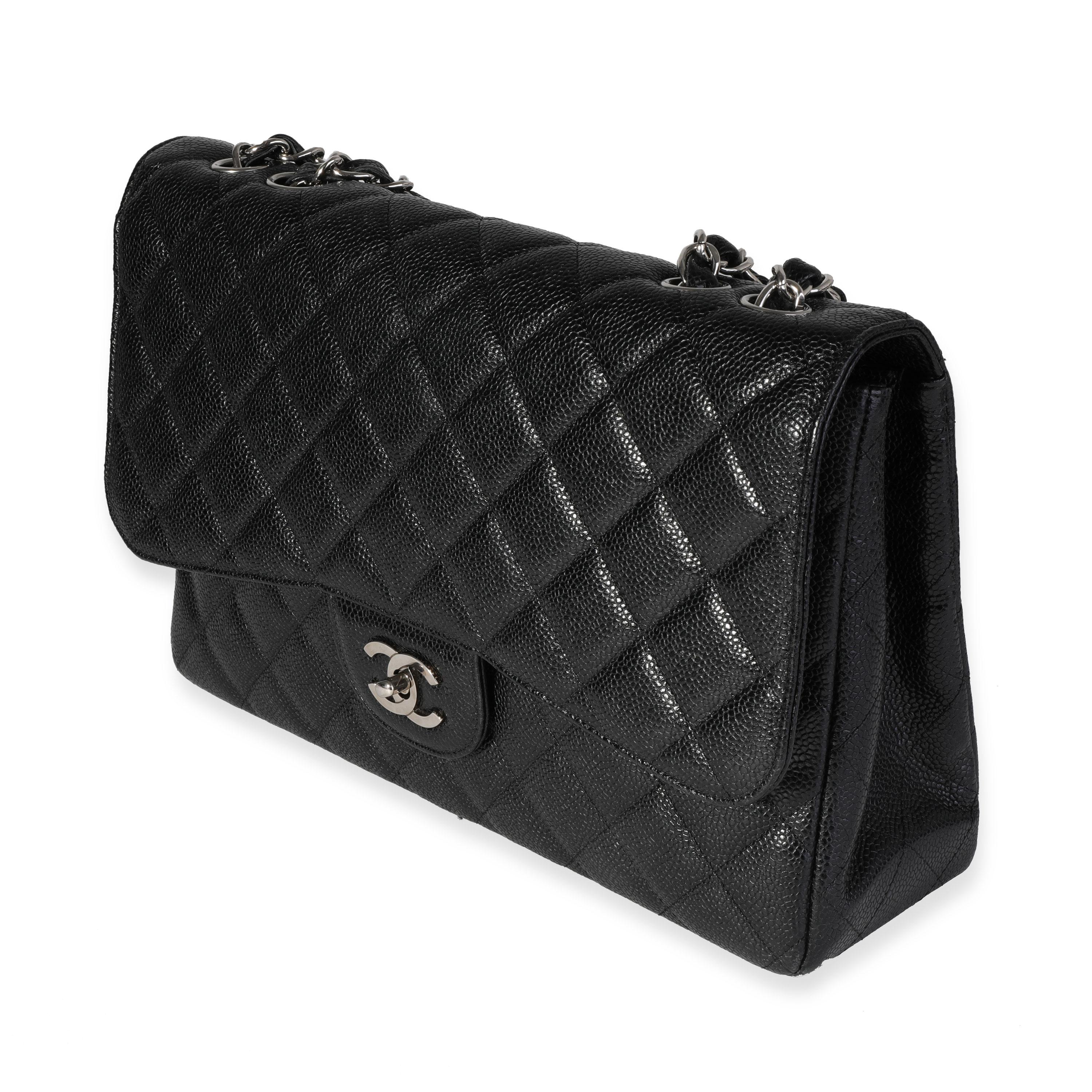 Women's Chanel Black Caviar Quilted Jumbo Classic Single Flap Bag