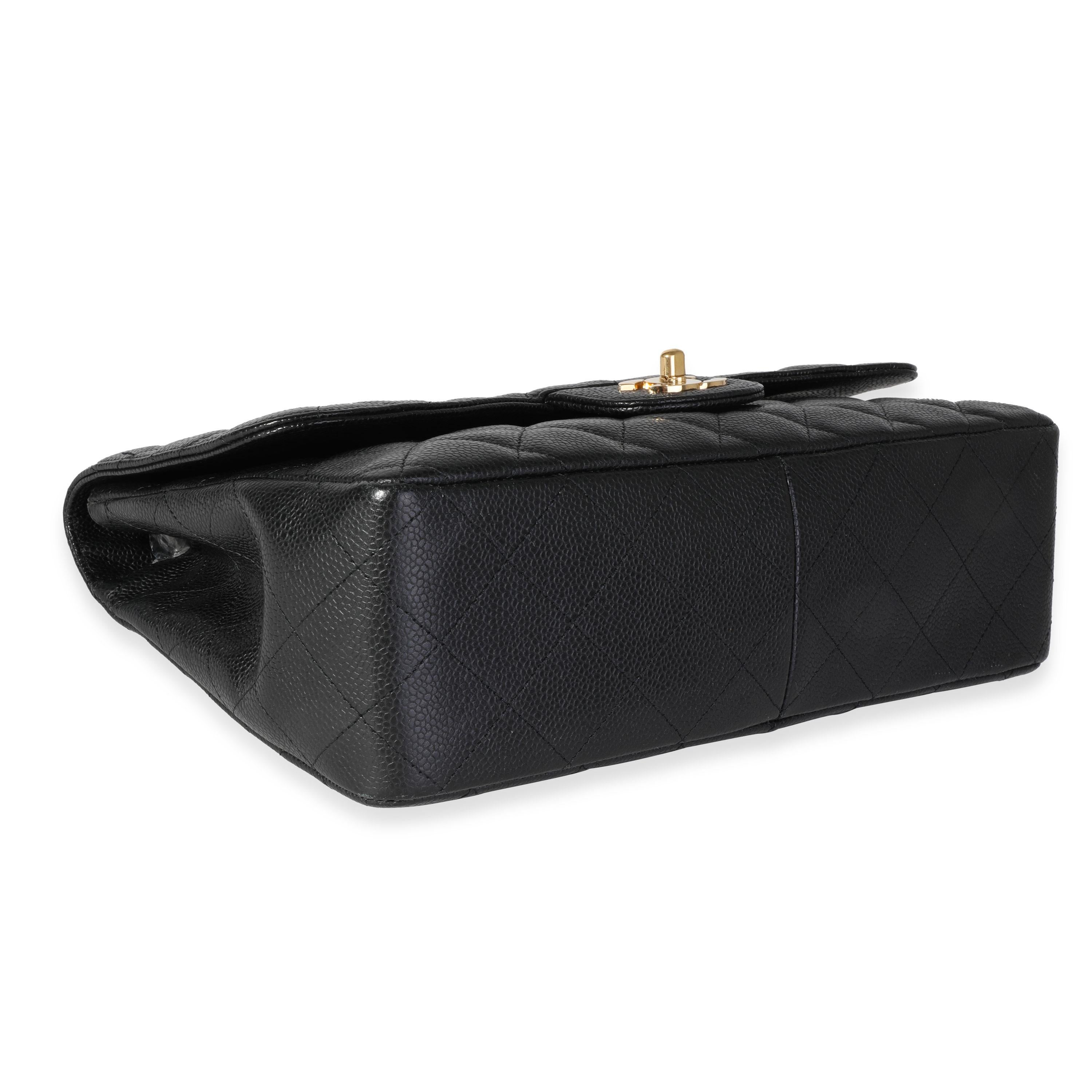 Chanel Black Caviar Quilted Jumbo Classic Single Flap Bag 1