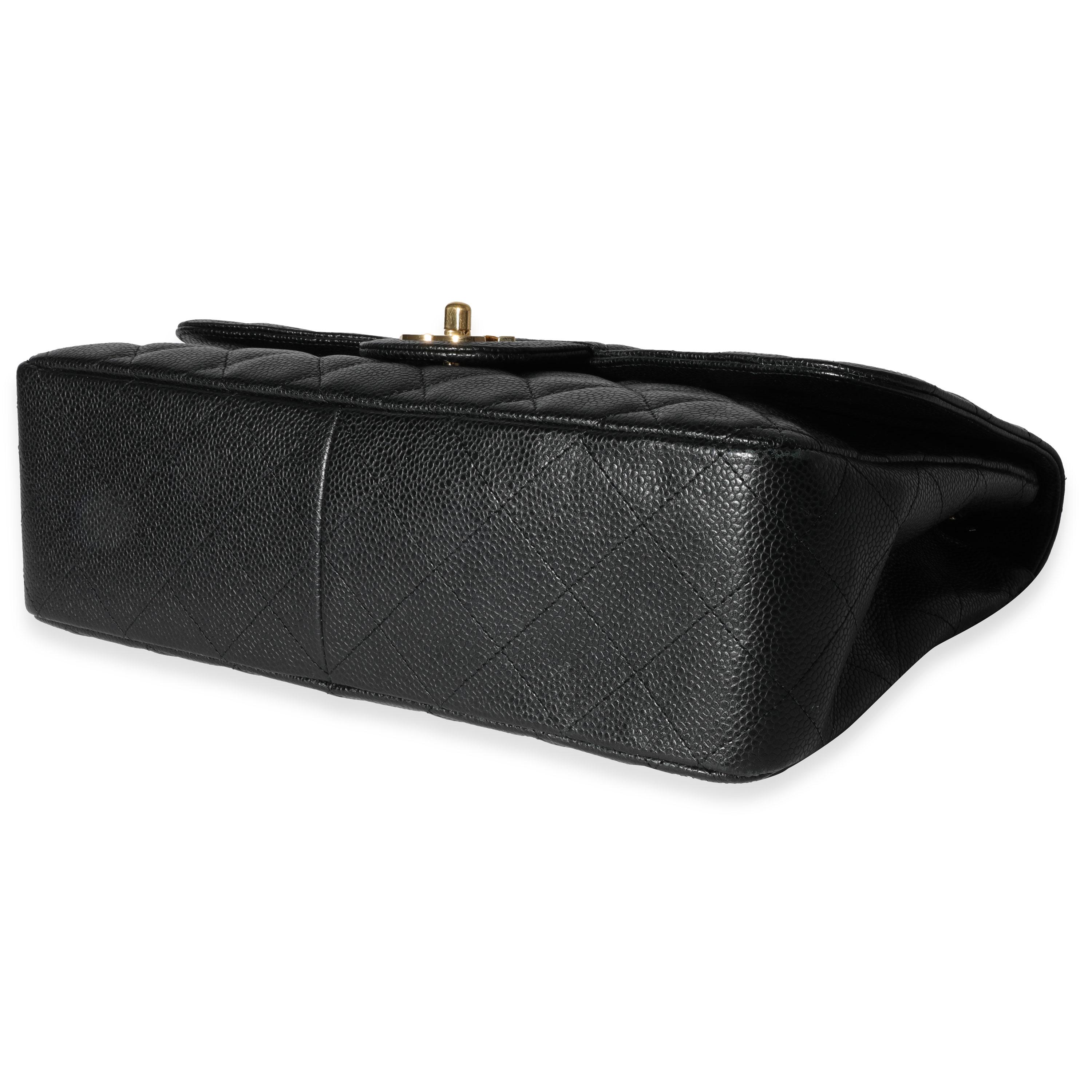 Chanel Black Caviar Quilted Jumbo Classic Single Flap Bag 3