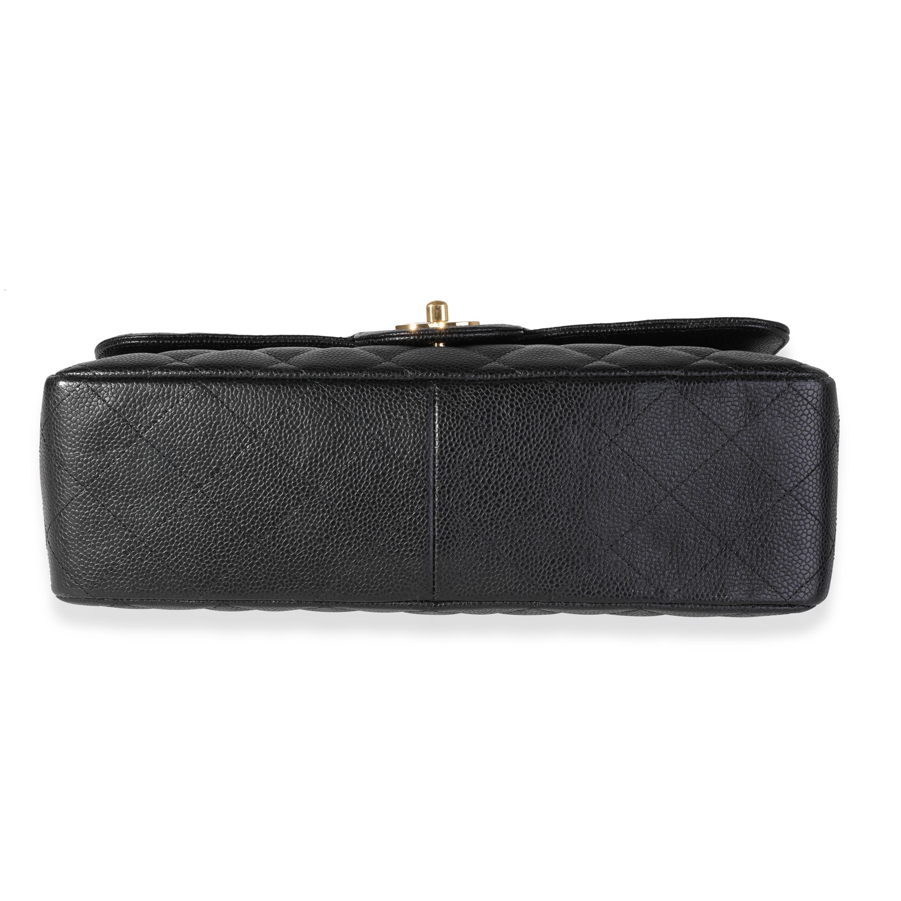 Chanel Black Caviar Quilted Jumbo Classic Single Flap Bag 4