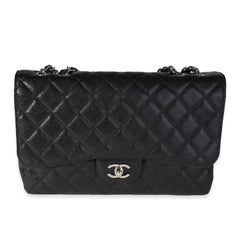 Chanel Black Caviar Quilted Jumbo Classic Single Flap Bag