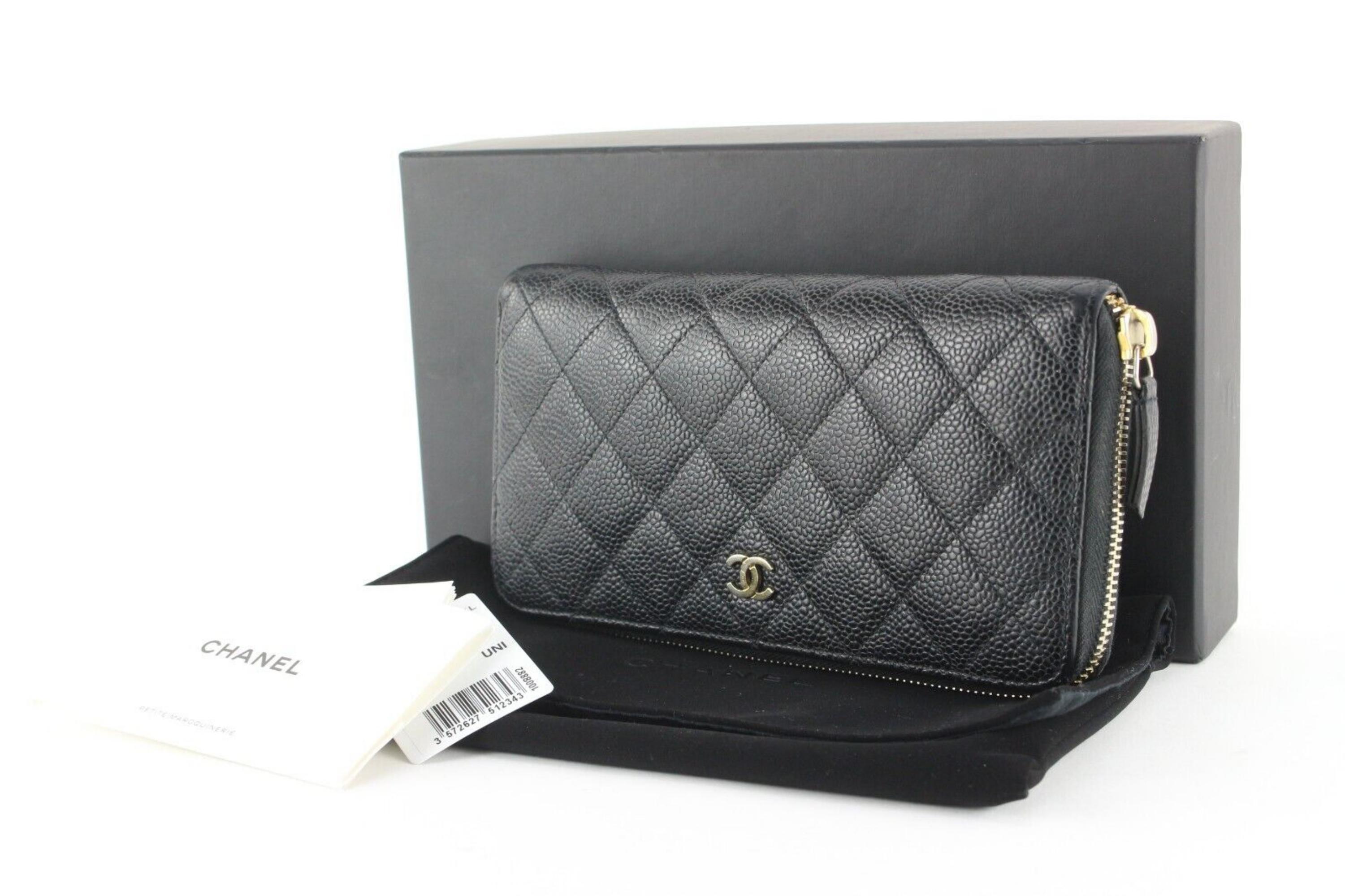 Chanel Black Caviar Quilted L-Gusset Zip Around Continental Wallet 2CC0123 8