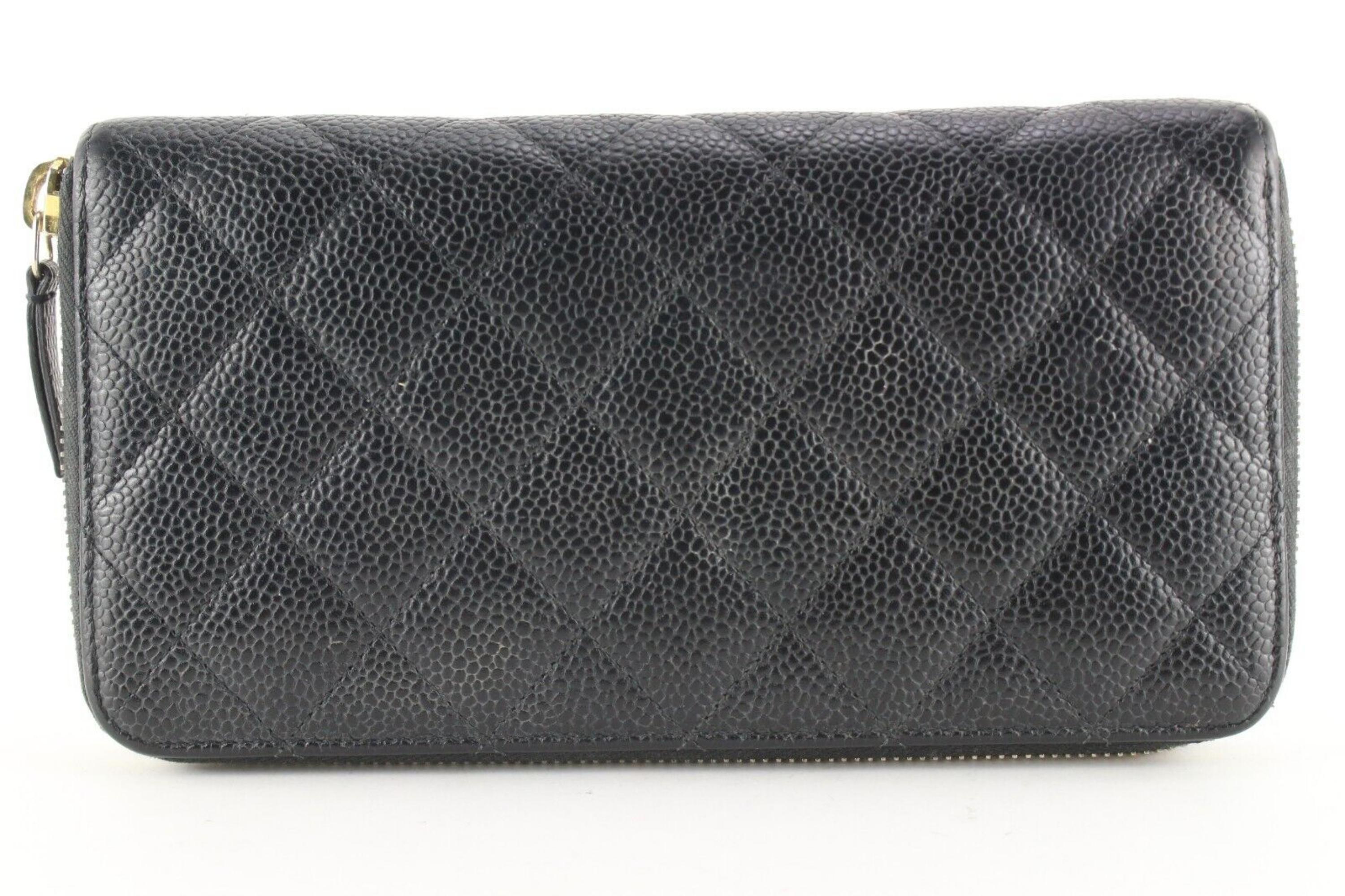 Chanel Black Caviar Quilted L-Gusset Zip Around Continental Wallet 2CC0123 1
