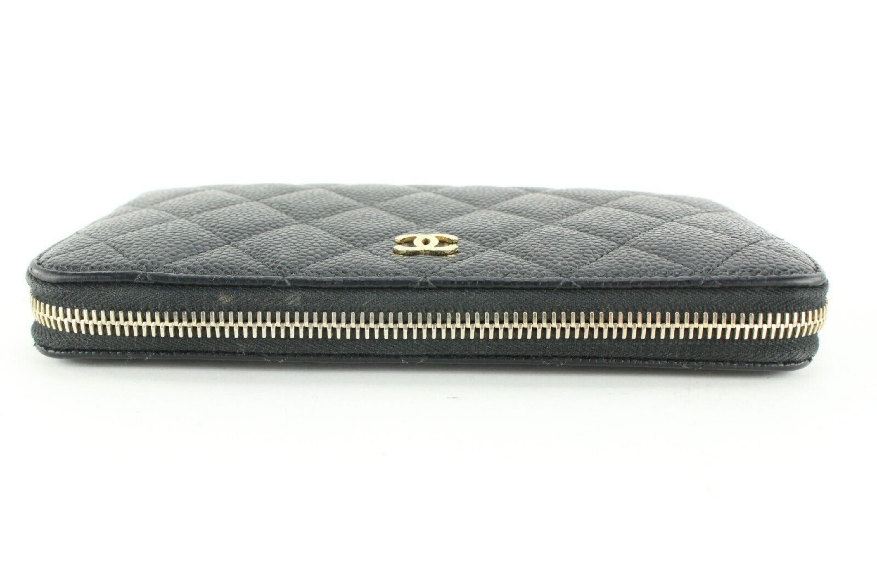 Chanel Black Caviar Quilted L-Gusset Zip Around Continental Wallet 2CC0123 4