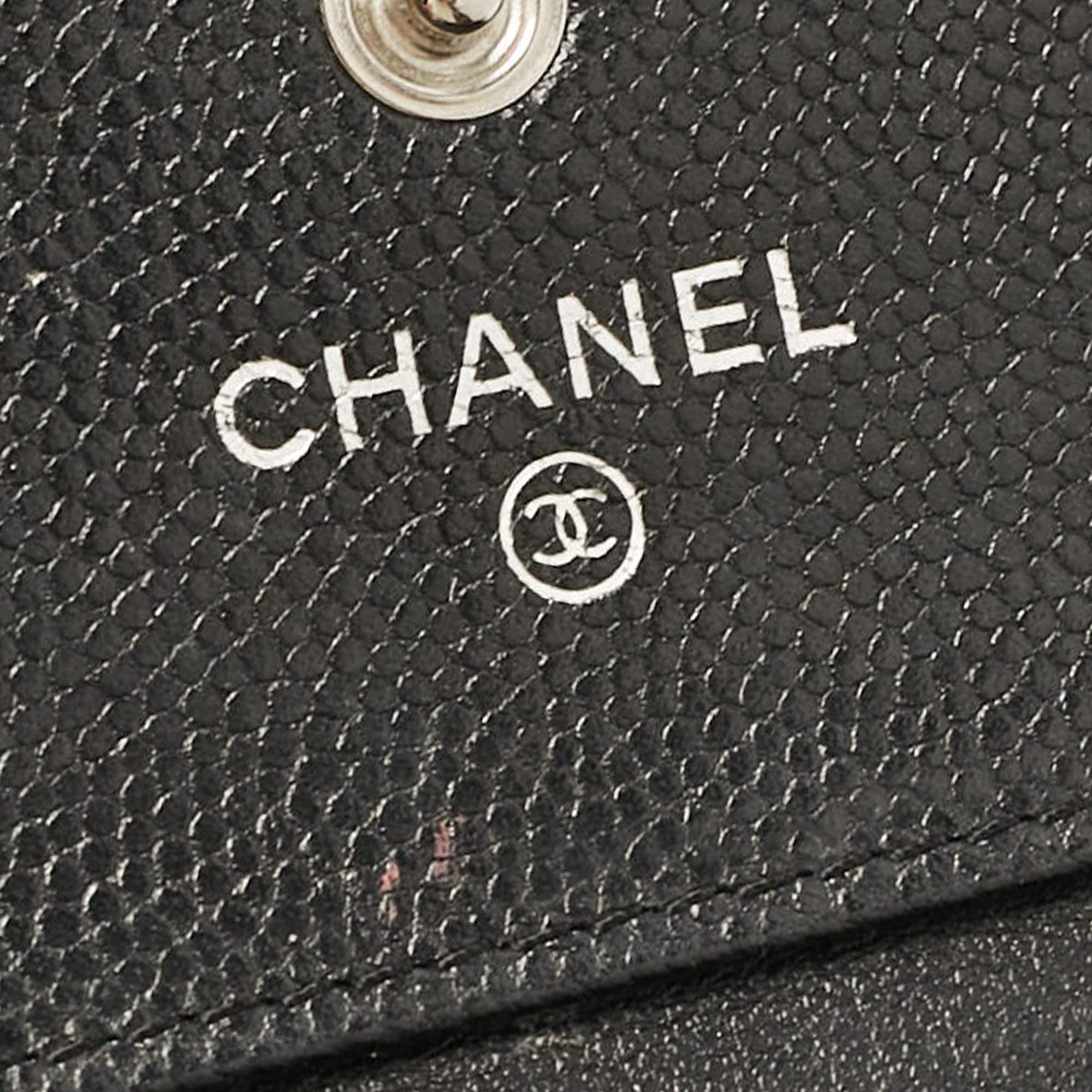 Chanel Black Caviar Quilted Leather Boy Trifold Wallet For Sale 5