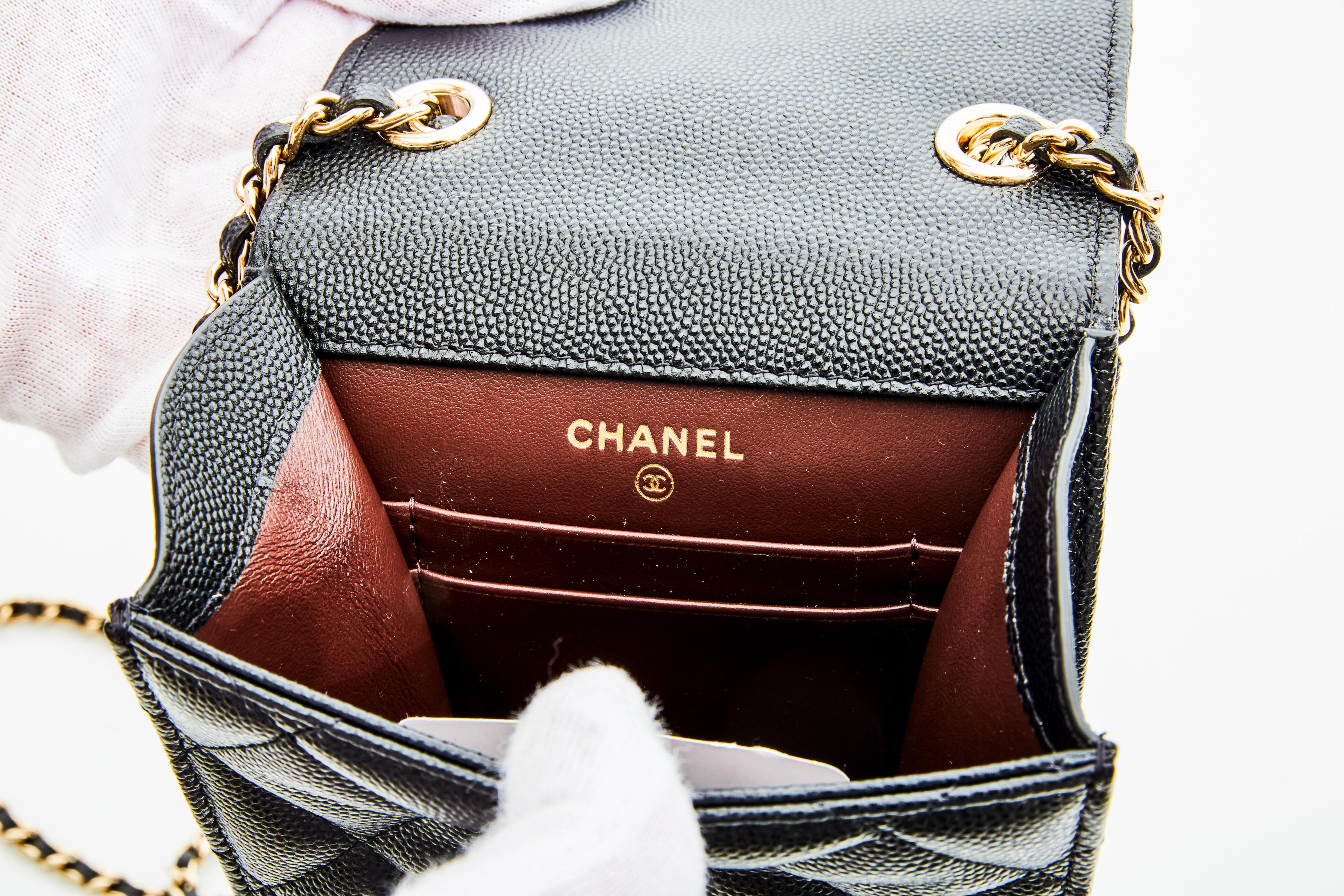 Chanel Black Caviar Quilted Leather Classic Phone Holder Bag (2017) 1