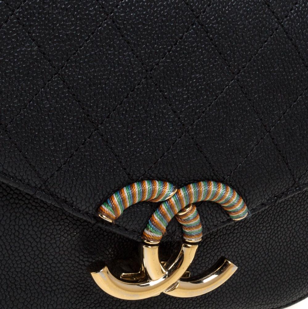 Chanel Black Caviar Quilted Leather Coco Curve Flap Bag 6