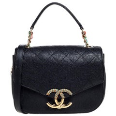 Chanel Black Caviar Quilted Leather Coco Curve Flap Bag