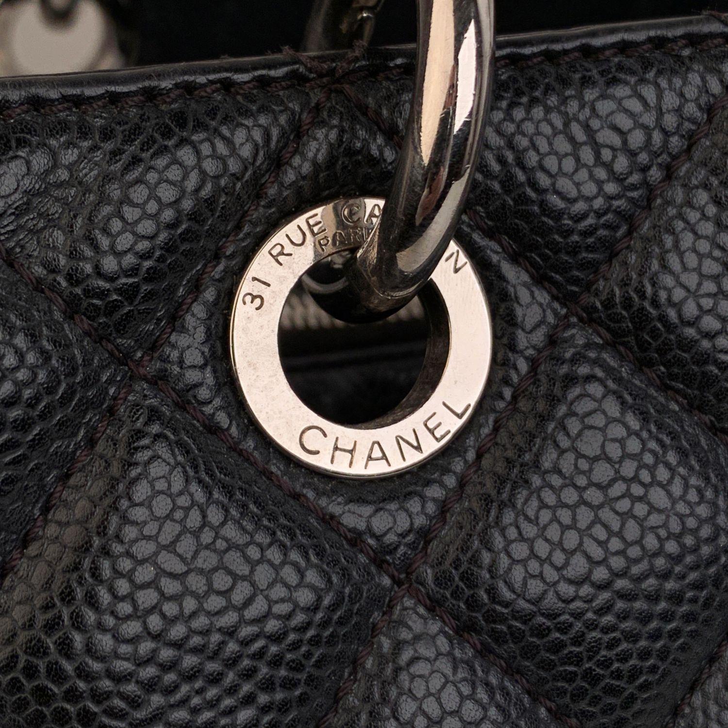 Women's Chanel Black Caviar Quilted Leather Grand Shopping Tote GST Bag