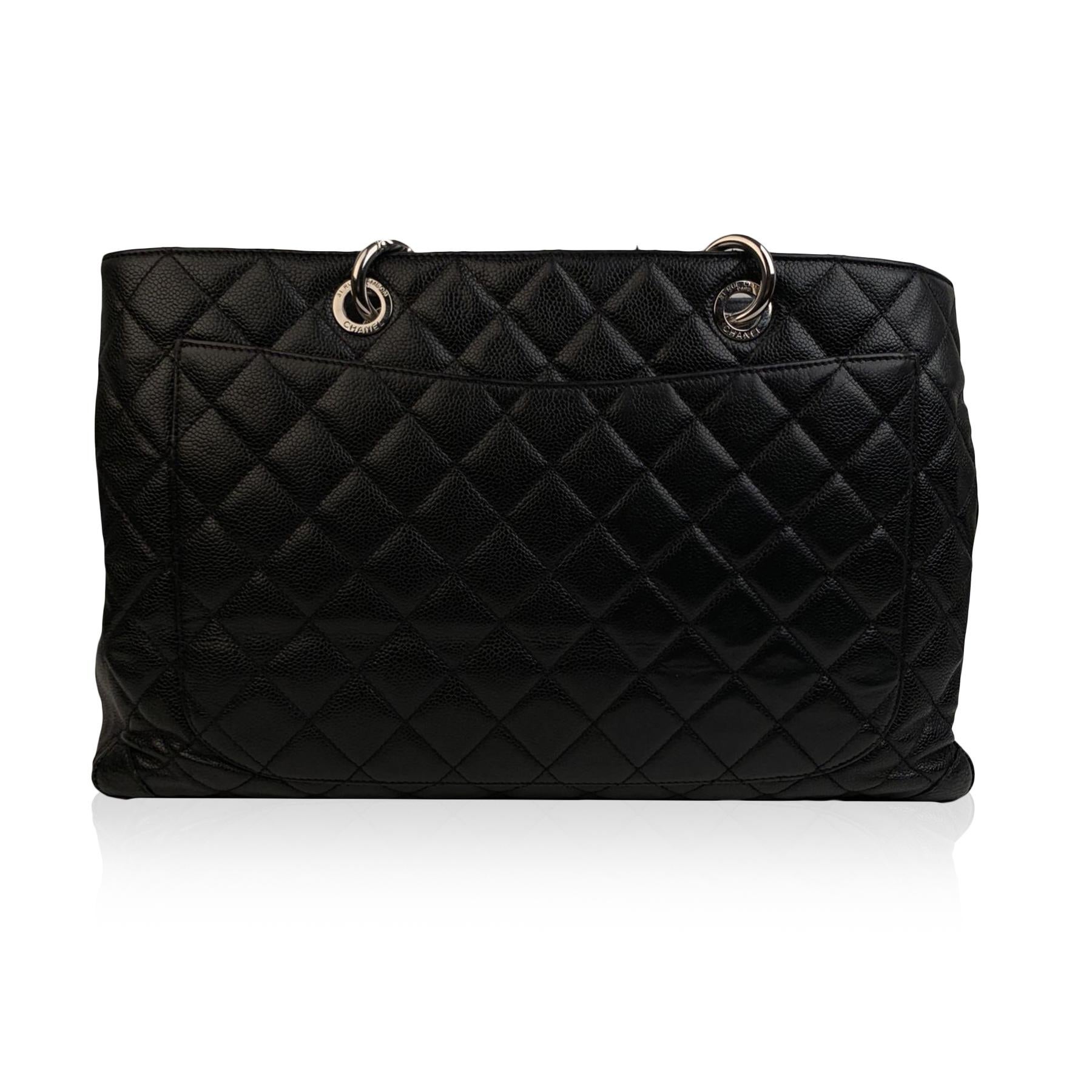 Chanel Black Caviar Quilted Leather Grand Shopping Tote GST Bag 3