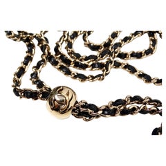 Chanel Black Caviar Quilted Leather Pearl Crush iPhone 15 Pro Case With Chain