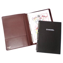 Chanel Schwarzer Kaviar Gestepptes Leder Zip Around Notebook Cover