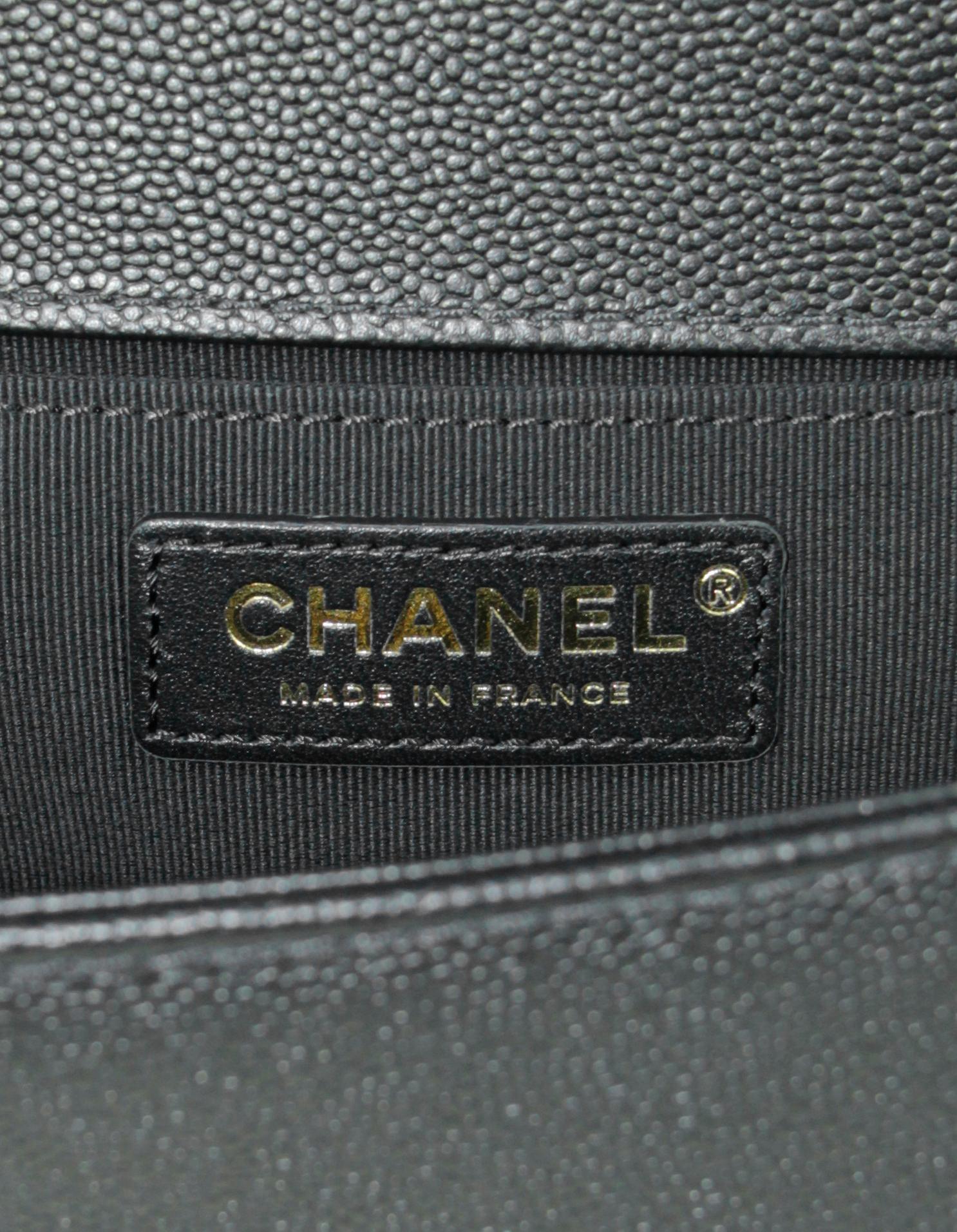 Chanel Black Caviar Quilted Medium Chain Through Boy Flap 4